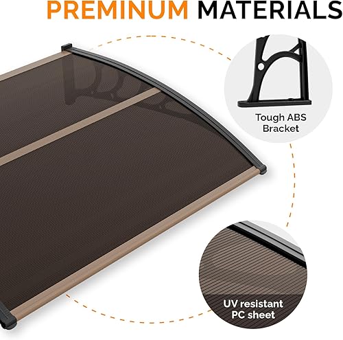 Vista 86 de VINGLI - Toldo para puerta y ventana para exteriores, 30 x 40 pulgadas, cubierta de policarbonato para puerta de patio, para protección del sol