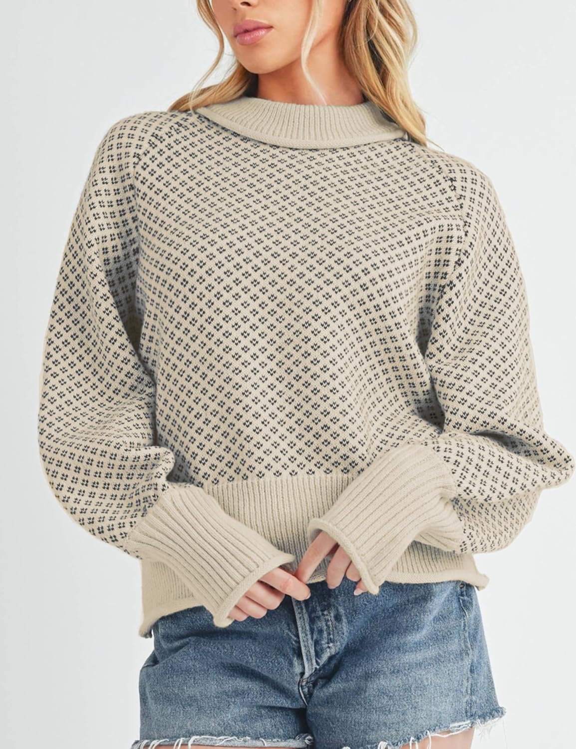 Women's Pullover Sweaters Casual Long Sleeve Crew Neck Oversized Knitwear Chunky Knit Jumper Tops - Image 3