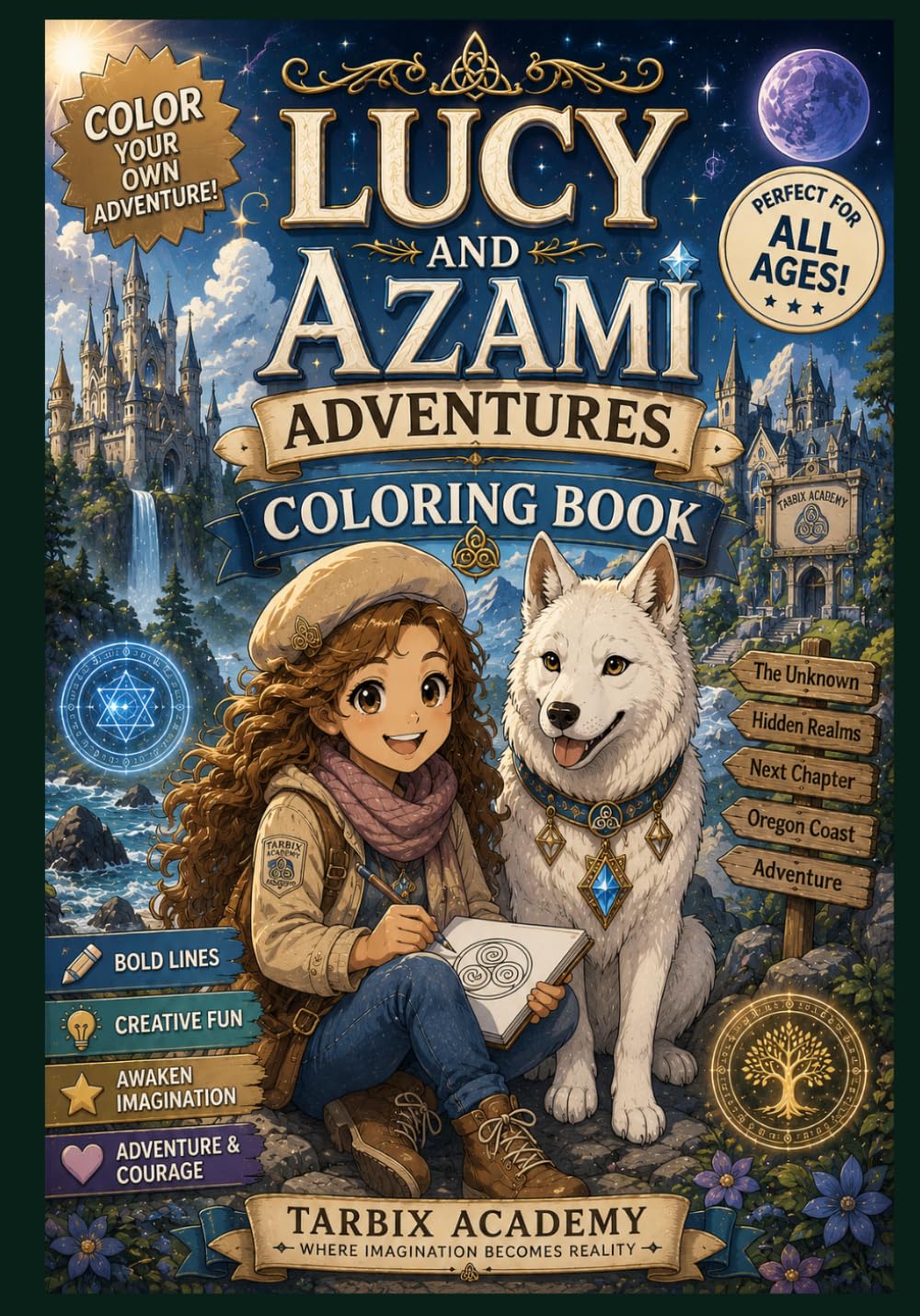 Lucy & Azami Adventures: A Magical Travel Coloring Book for Kids | Cute Adventure Animals, Fantasy Worlds, Vacations, Friendship, and Imagination