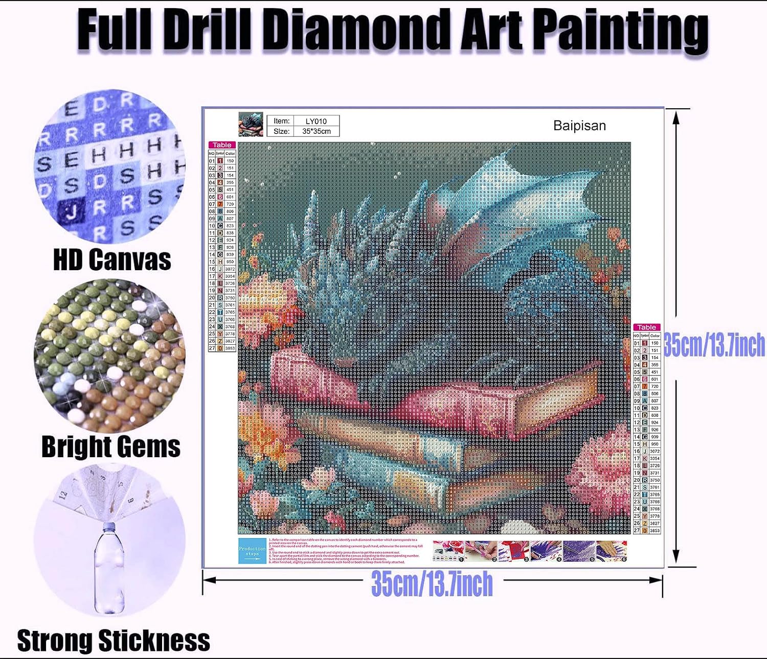 Baipisan Book Dragon Diamond Art Painting Kits for Adults, Full Drill Diamond Dots Paintings for Beginners, Round 5D Paint with Diamonds Pictures Gem Art Painting Kits DIY Crafts Kits 14x14