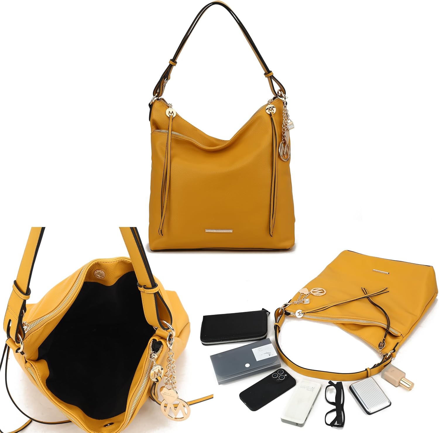 MKF Hobo Bag for Women – PU Leather Shoulder Purse Pocketbook Fashion – Top Handle Multi Pocket Handbag - Image 6