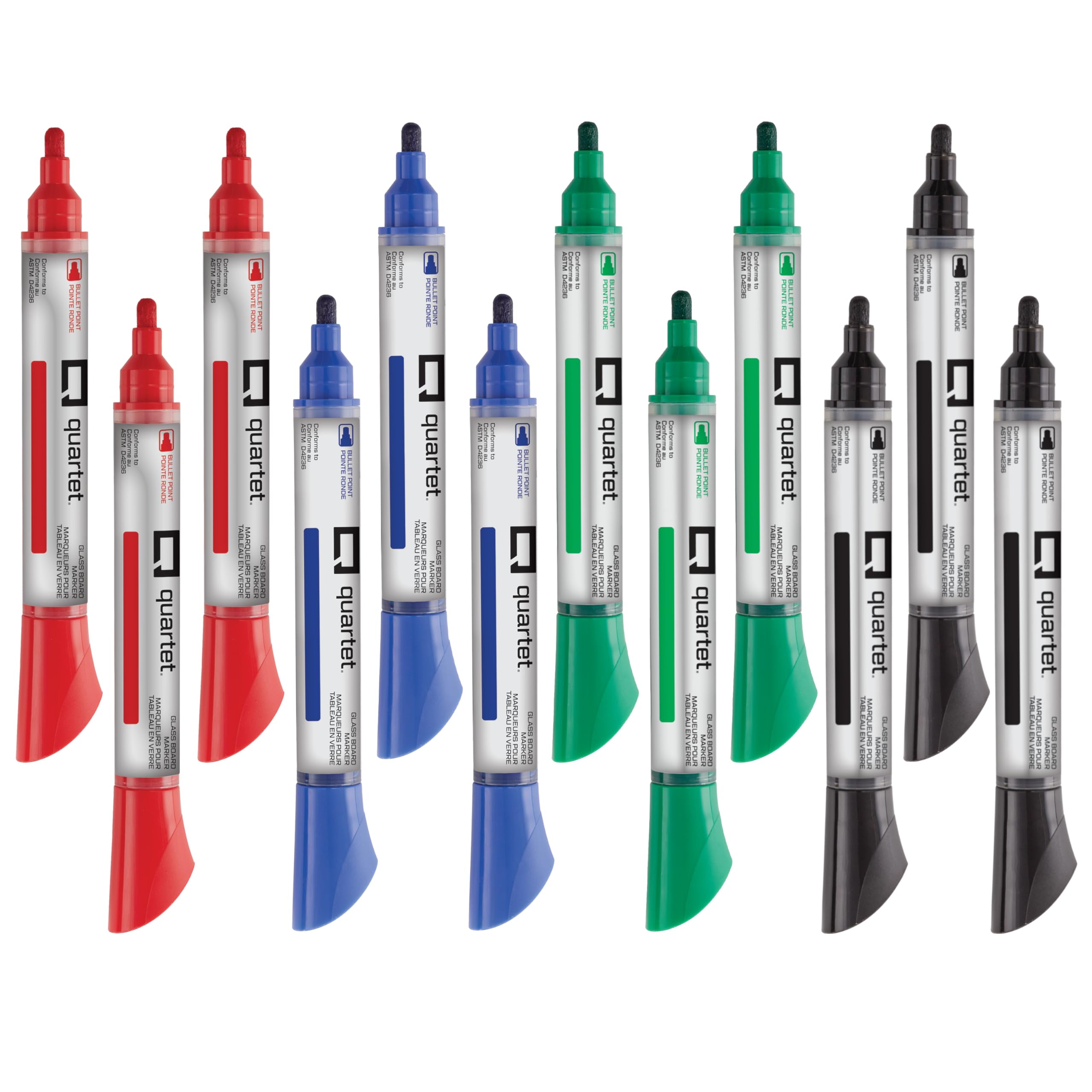 Quartet Glass Board Dry Erase Markers, Premium Whiteboard Markers, Bullet Tip, Assorted Colors, 12 Pack (79554)