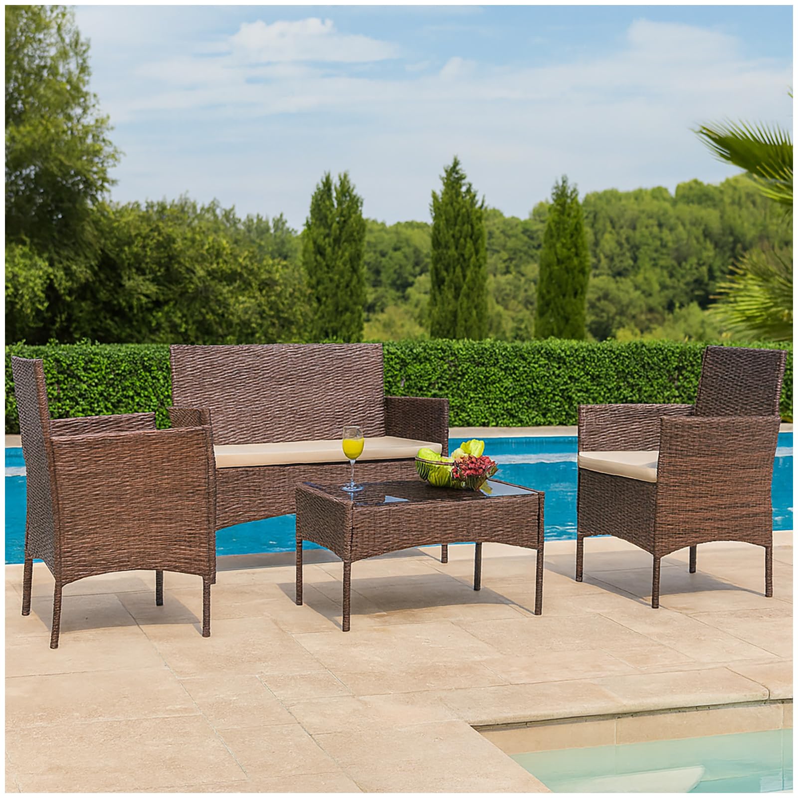 HTI living Gartenmöbel 4-teiliges Set Maceira Loungemöbel Polyrattan