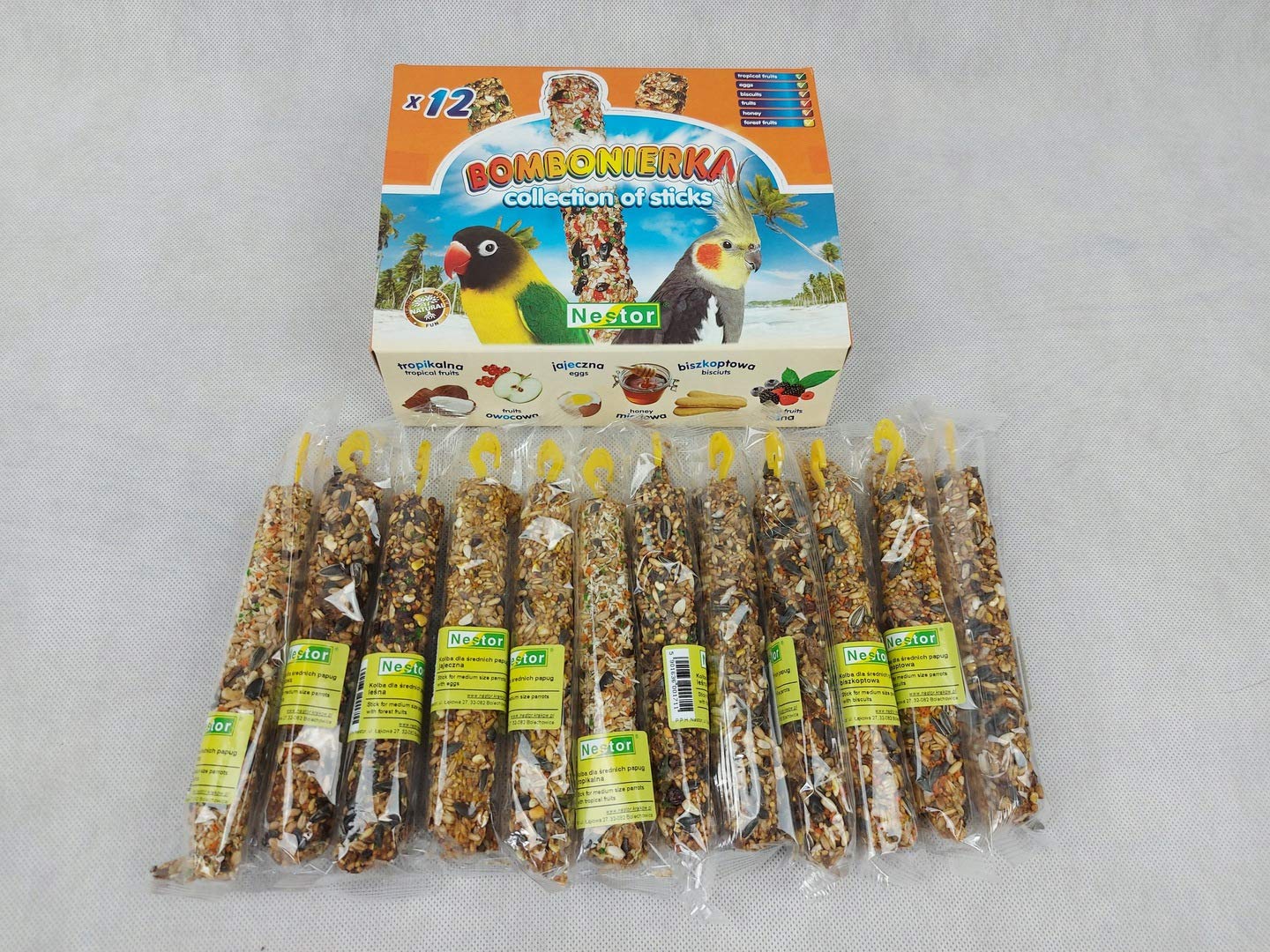 Grandes perruches Mangeoire à oiseaux Friandises 12 Barres Knabber Mix