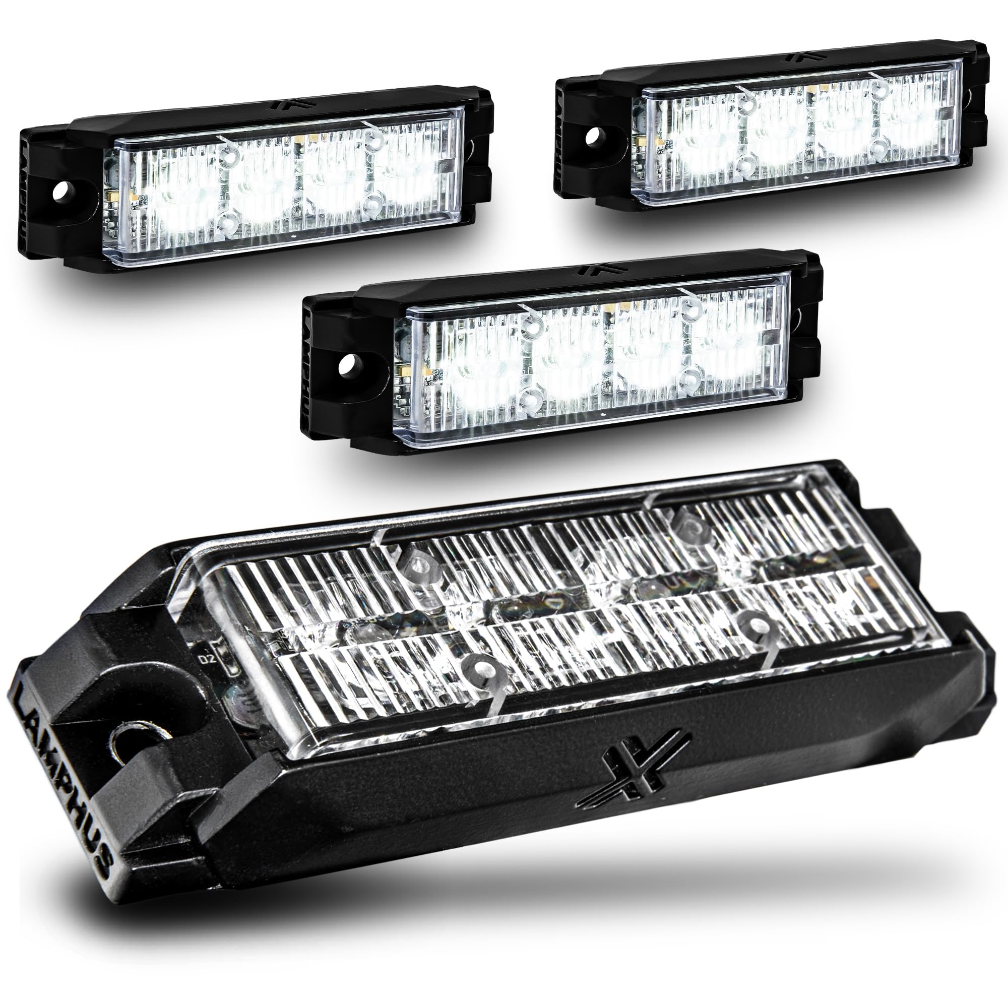 LAMPHUS NanoFlare 4pc 4W White LED Police Grill Strobe Warning Lights
