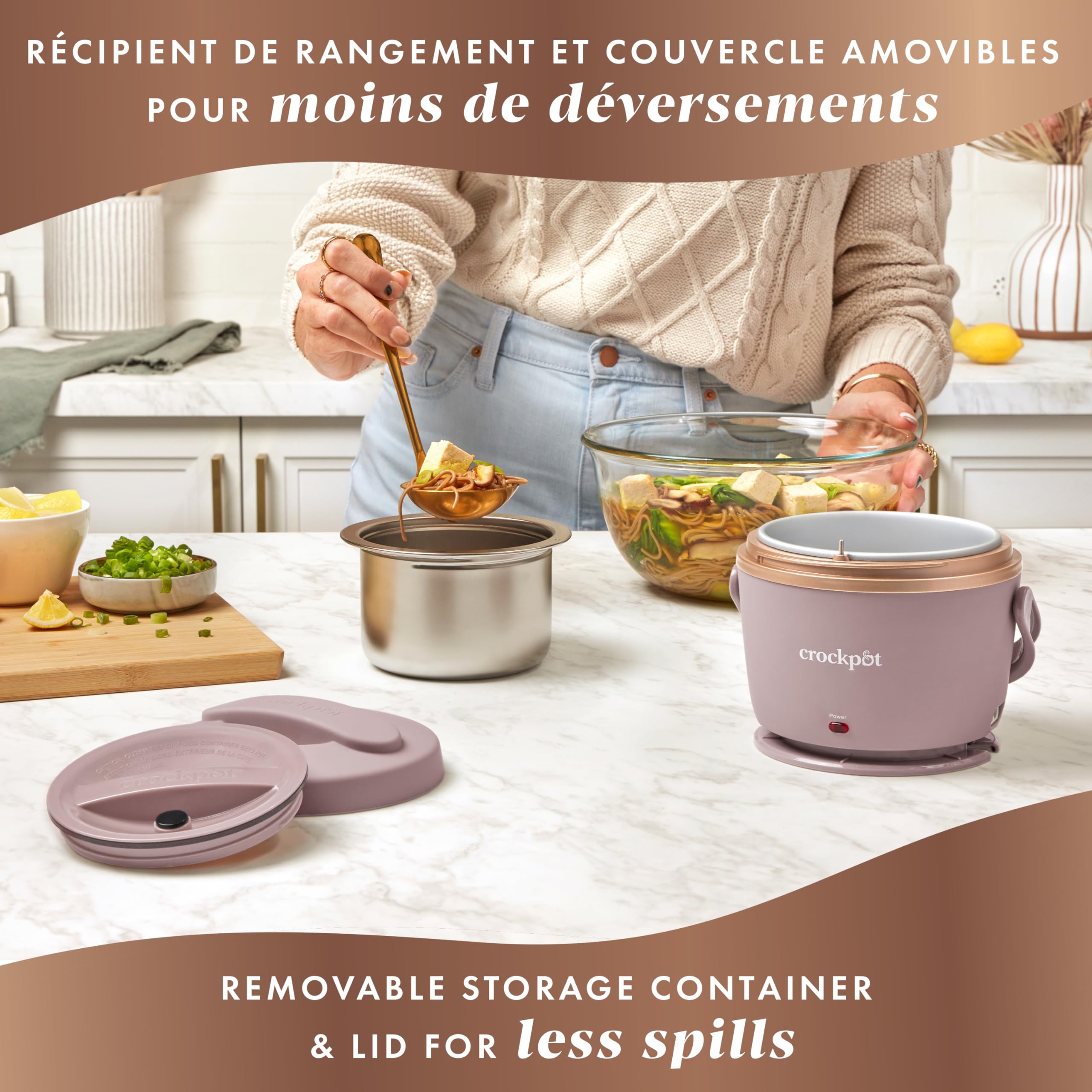 Crock-Pot Boîte à déjeuner électrique portable, chauffe-plats pour une utilisation en déplacement, 591 ml, rose pâle