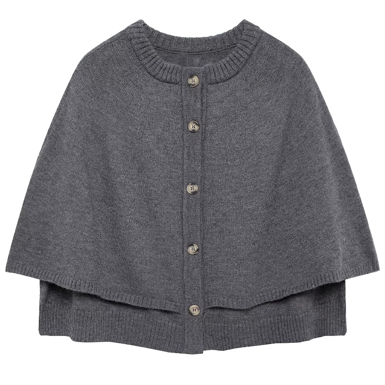 KEOMUD Women Cape Sweater Casual Cropped Cardigan Button Up Knit Poncho Sweater Shawl for Fall Winter