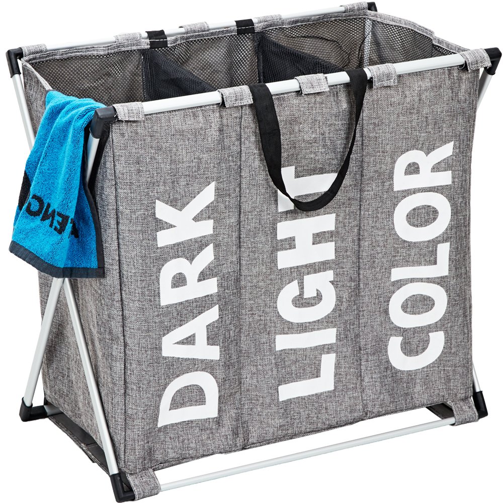 HOMEST Laundry Basket 3 Sections, Large Dirty Clothes Hamper Sorter for