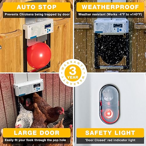 Miniatura 4 de ChickenGuard Abridor de puerta automático todo en uno para gallinero 2023, protección para gallinerosaccesorio para correr, temporizadorsensor de