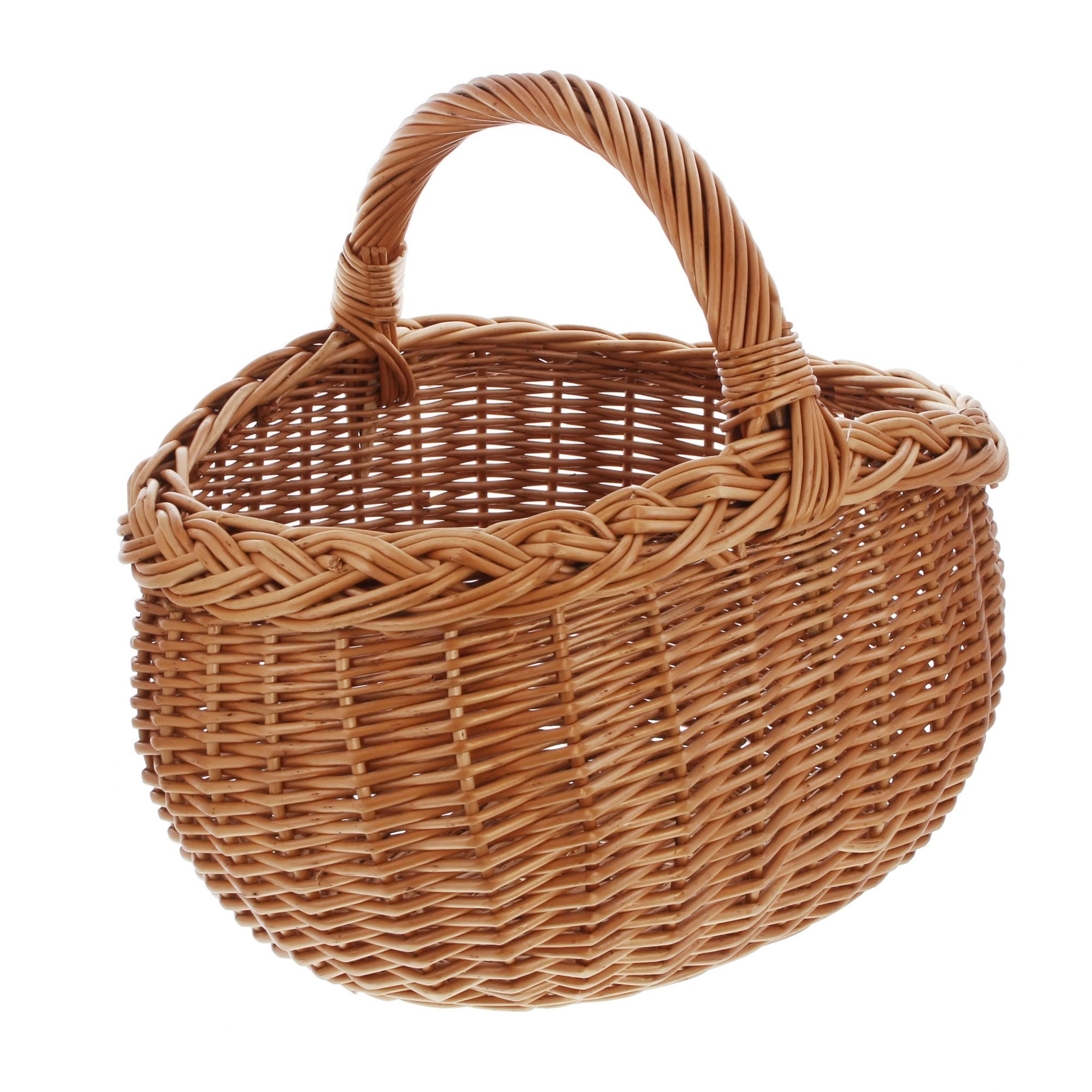 Cesta de la compra, mimbre natural trenzado solidement, borde trenzado