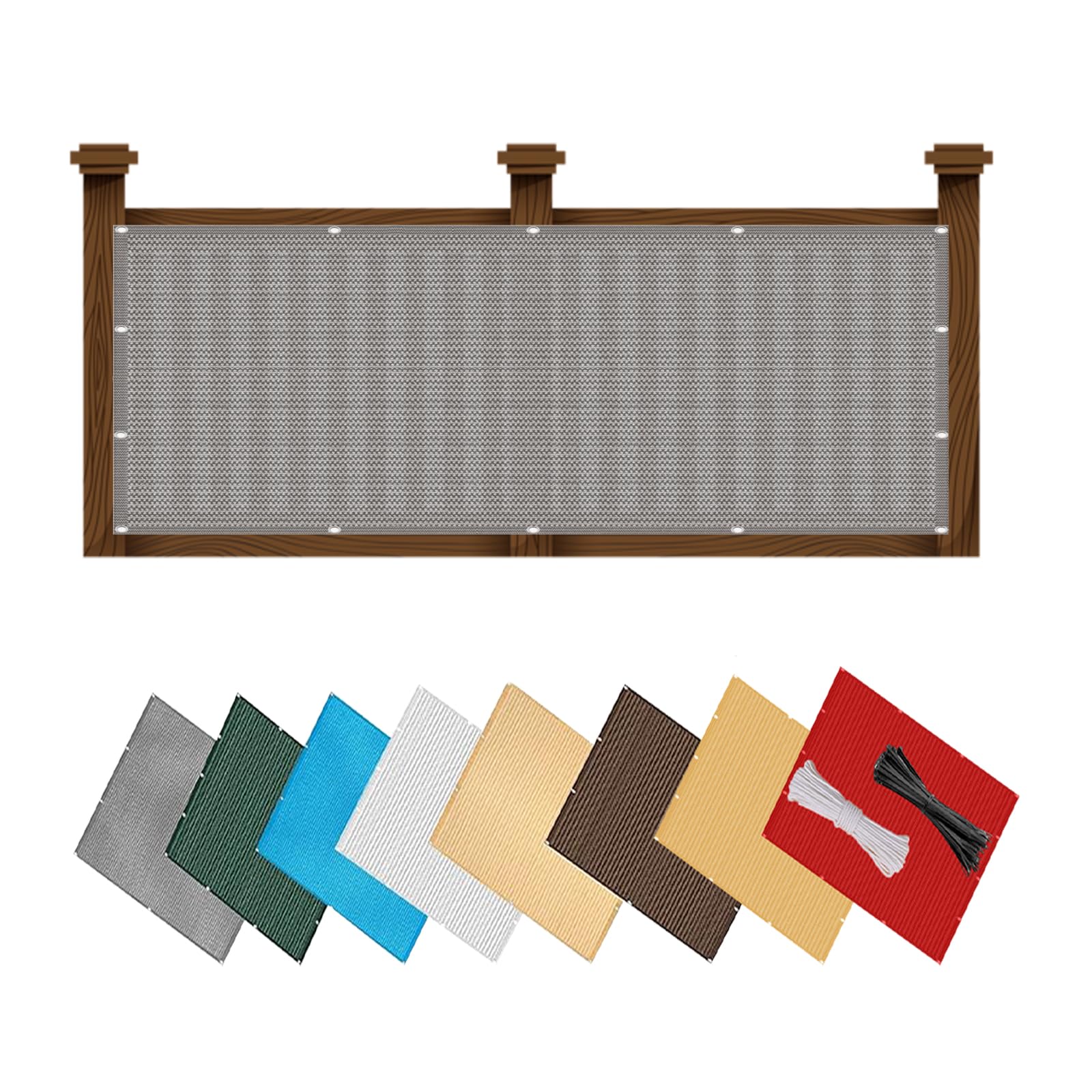 Recinzione Copertura per Balcone 160 x 210 cm Protezione Privacy, Anti-UV, Resistente al Vento, Privacy Recinzione Copertura per Balcone con Fascette e funi per Balcone Giardino, Grigio