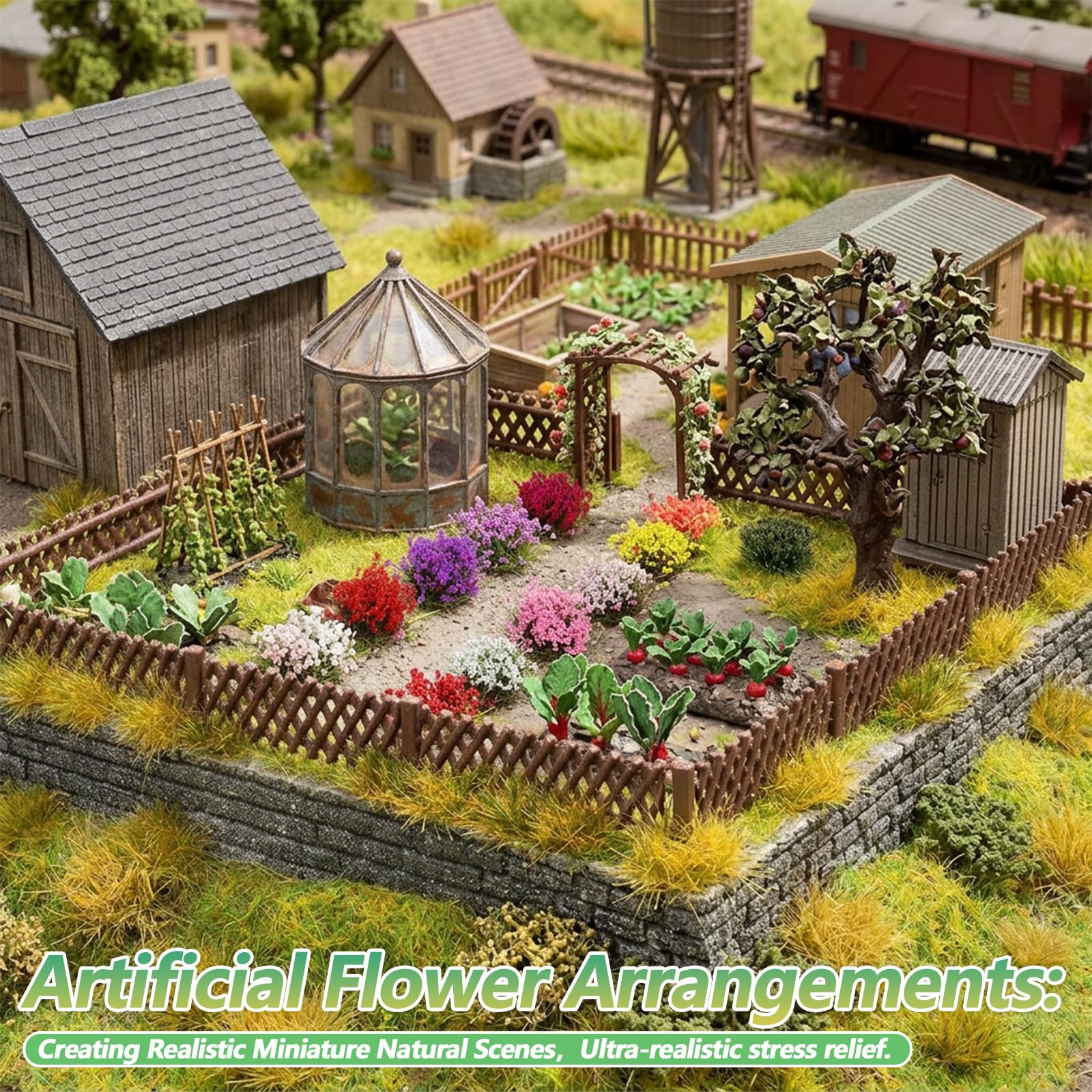 CIATBYYJ 60Pcs Miniature Flowers Cluster, Self-Adhesive Mini Flowers for Crafts 8mm Flower Vegetation Groups, Diorama Layouts - Image 6