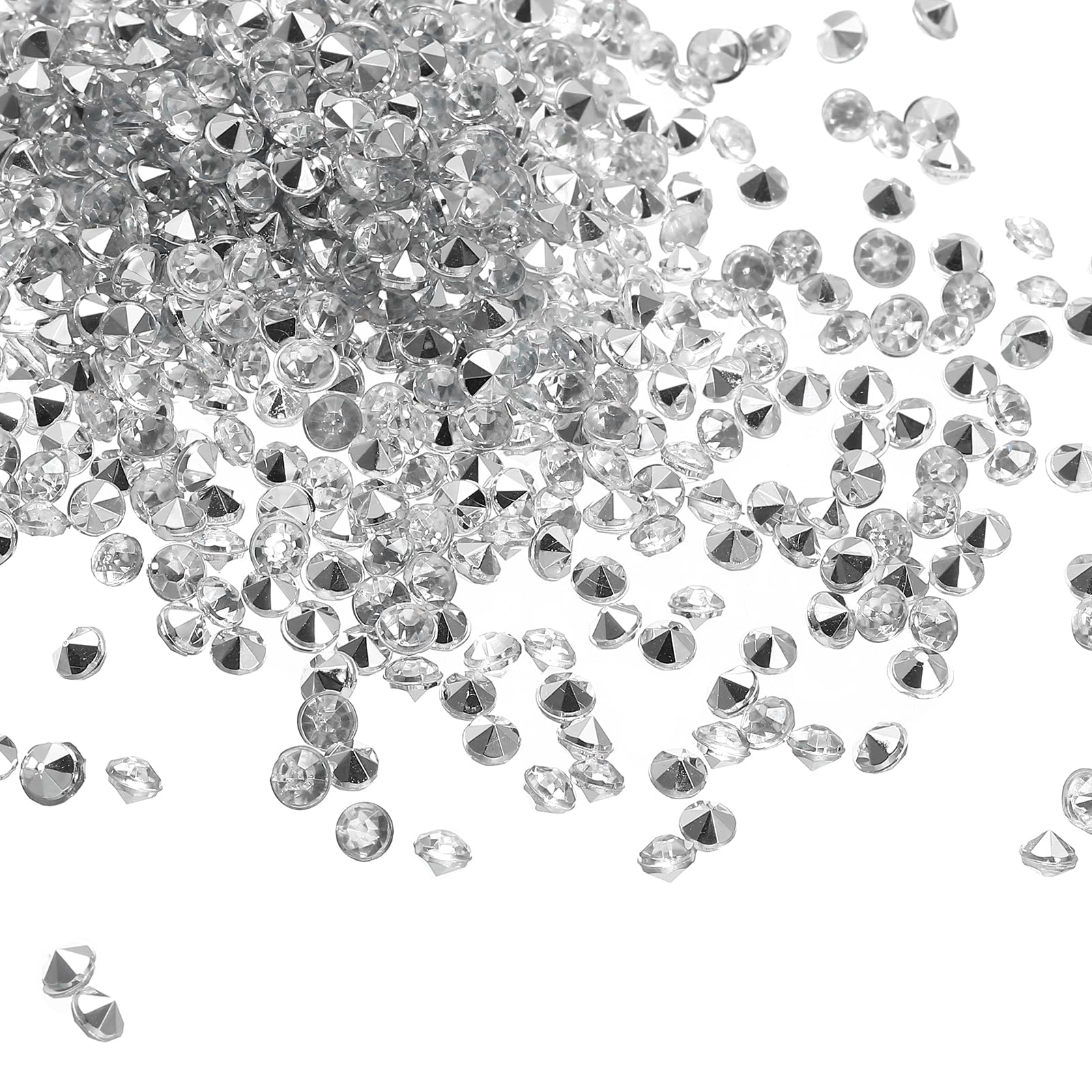 PATIKIL 6000Pcs Acrylic Wedding Diamonds 4mm Table Scatter Confetti Crystals Vase Fillers Gems for Table Centerpiece Bridal Shower Party, Clear Silver