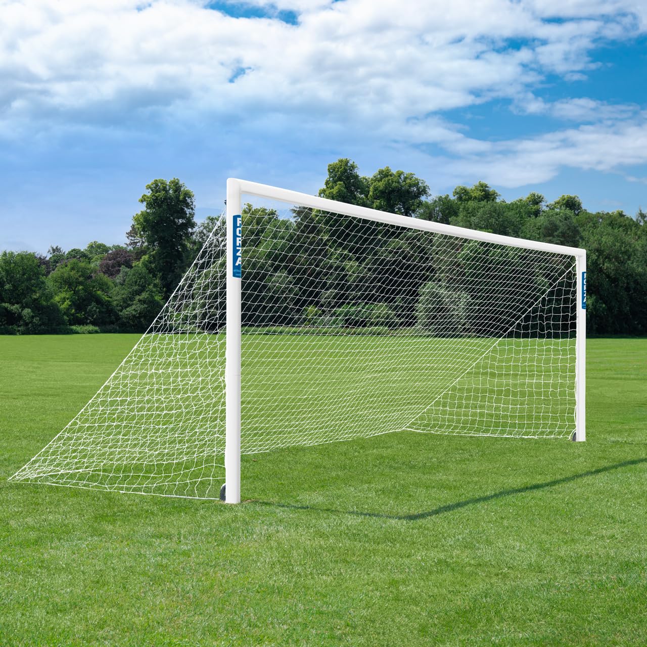 FORZA 24x8 Replacement Football Goal Net | Heavy-Duty HDPE Netting - Weatherproof & UV Treated - Single or Pair (3mm (Blue & Black), SINGLE Straight Back Net - 24 x 8 x 0 x 7.5ft)