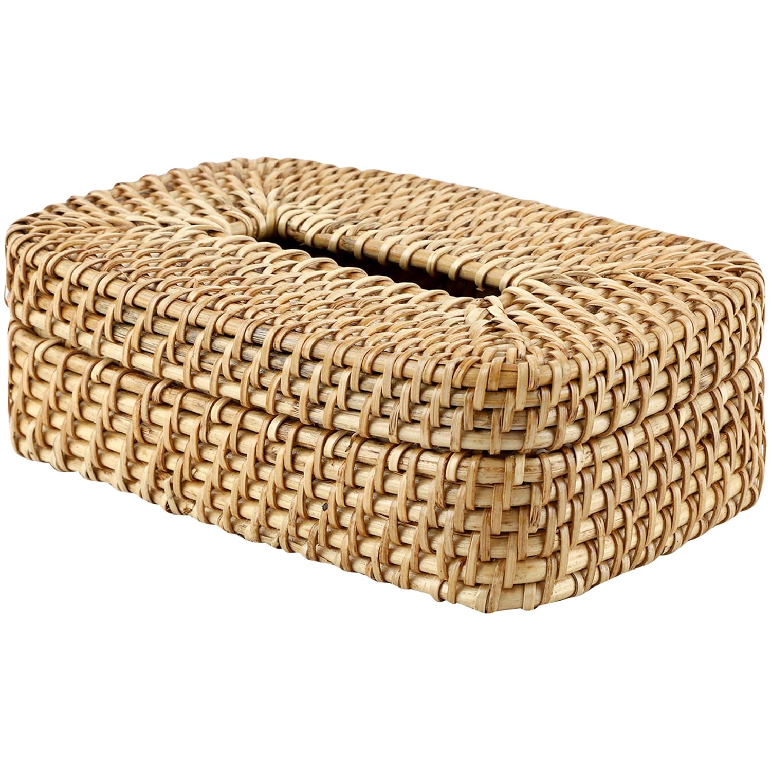 AKWAY Wicker Tissue Box Bamboo Tissue Holder, Rattan Paper Napkin
