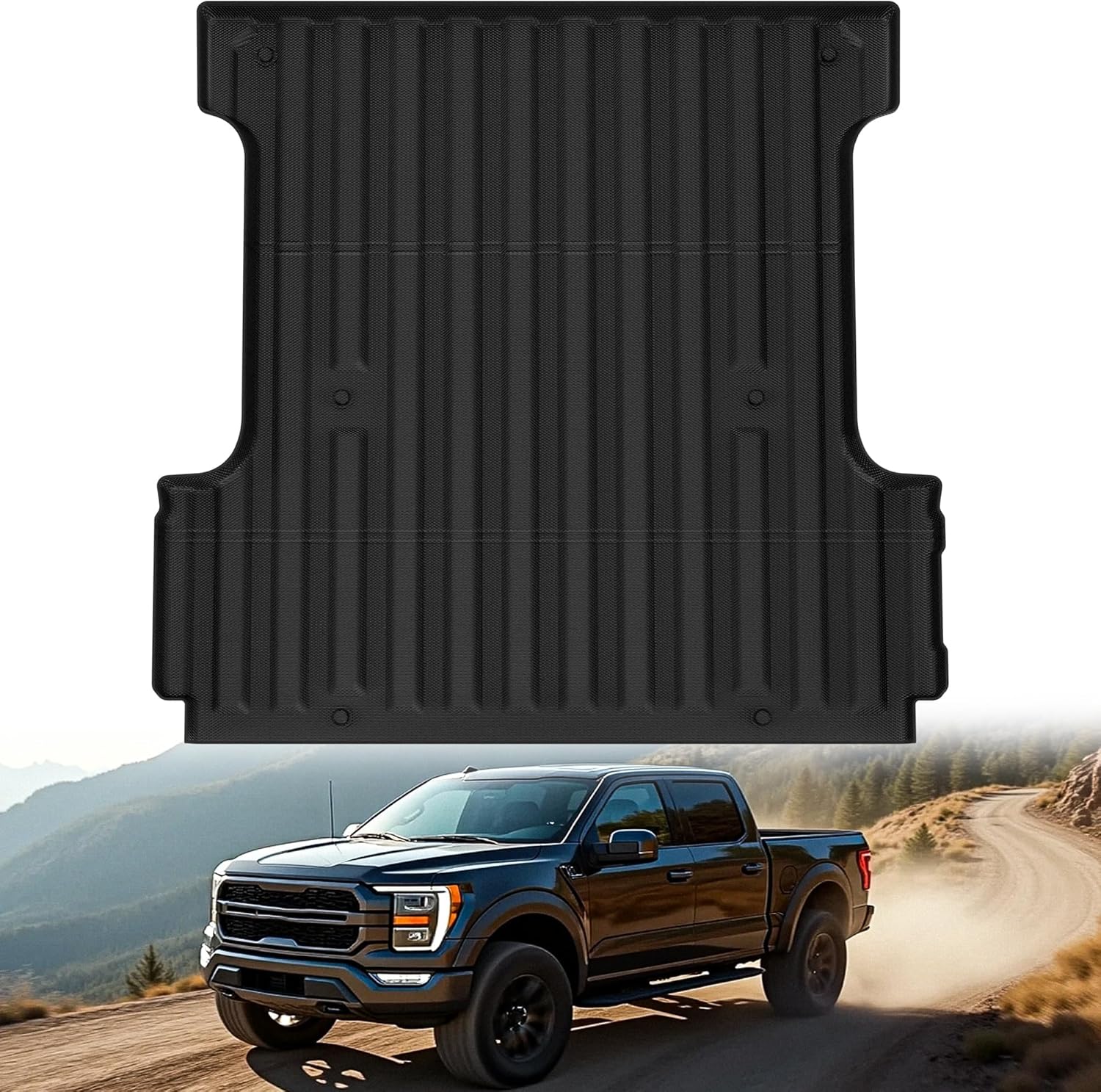 OEDRO Truck Bed Mats Fit for Ford F150 & F-150 Lightning 5.5 FT 2024-2015, All Weather TPE Bed Liner, Heavy Duty Pickup Rear Trunk Mat F150 Accessories