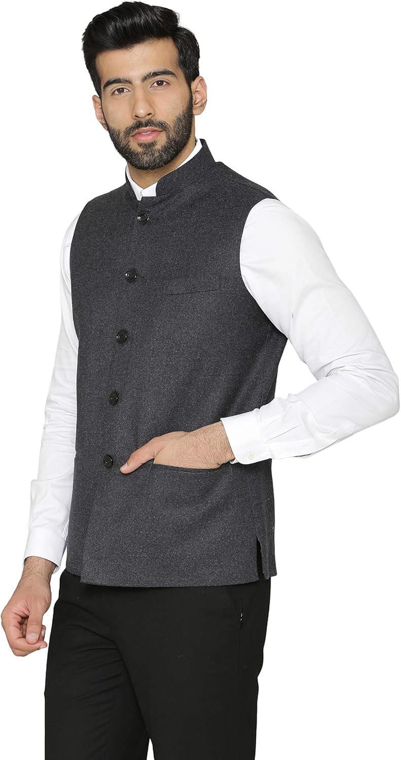 WINTAGE Men's Tweed Wool Festive and Casual Nehru Jacket Vest Waistcoat : Multiple Colors