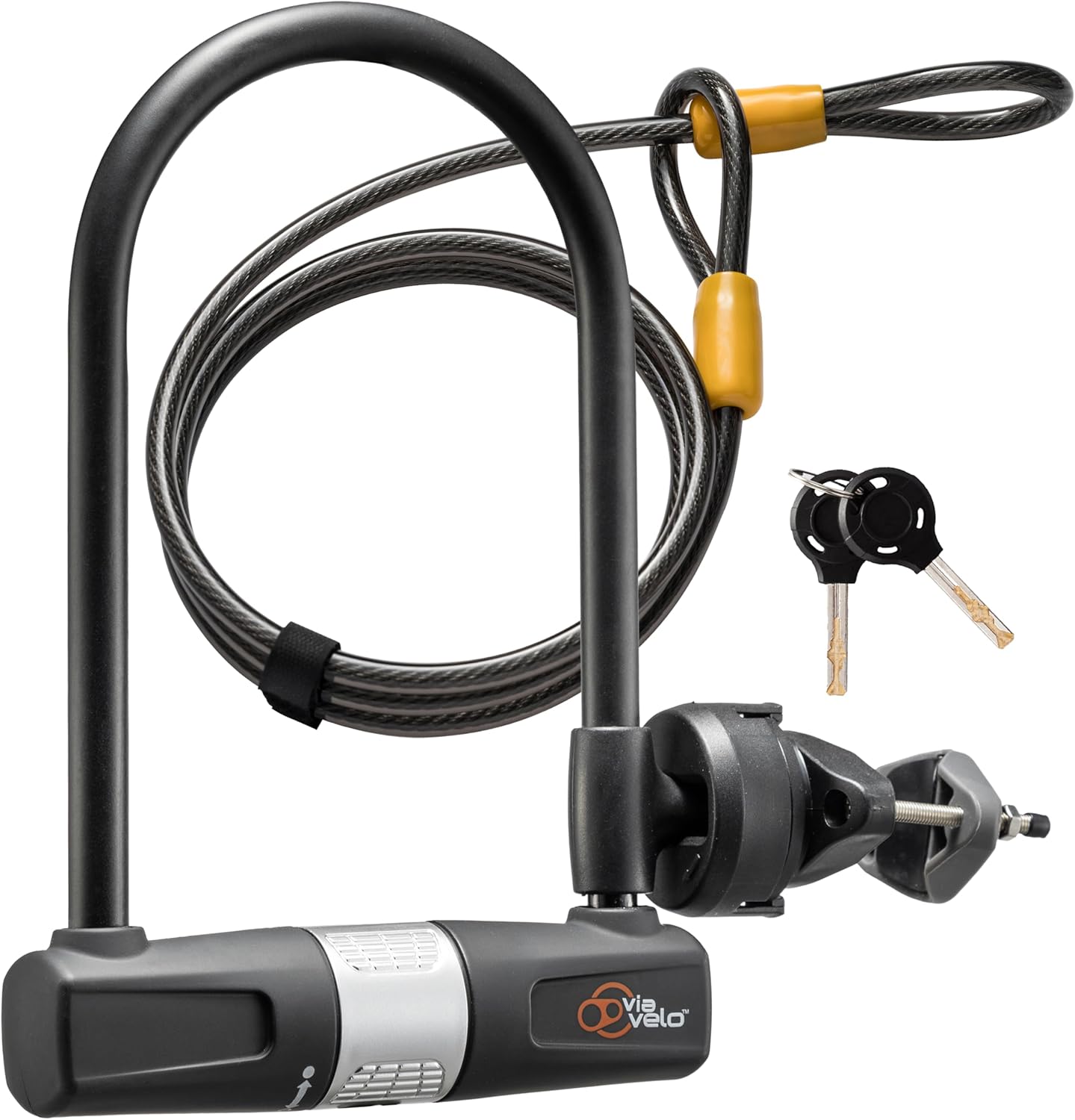 Bike U Lock with Cable - Via Velo Heavy Duty Bicycle U-Lock