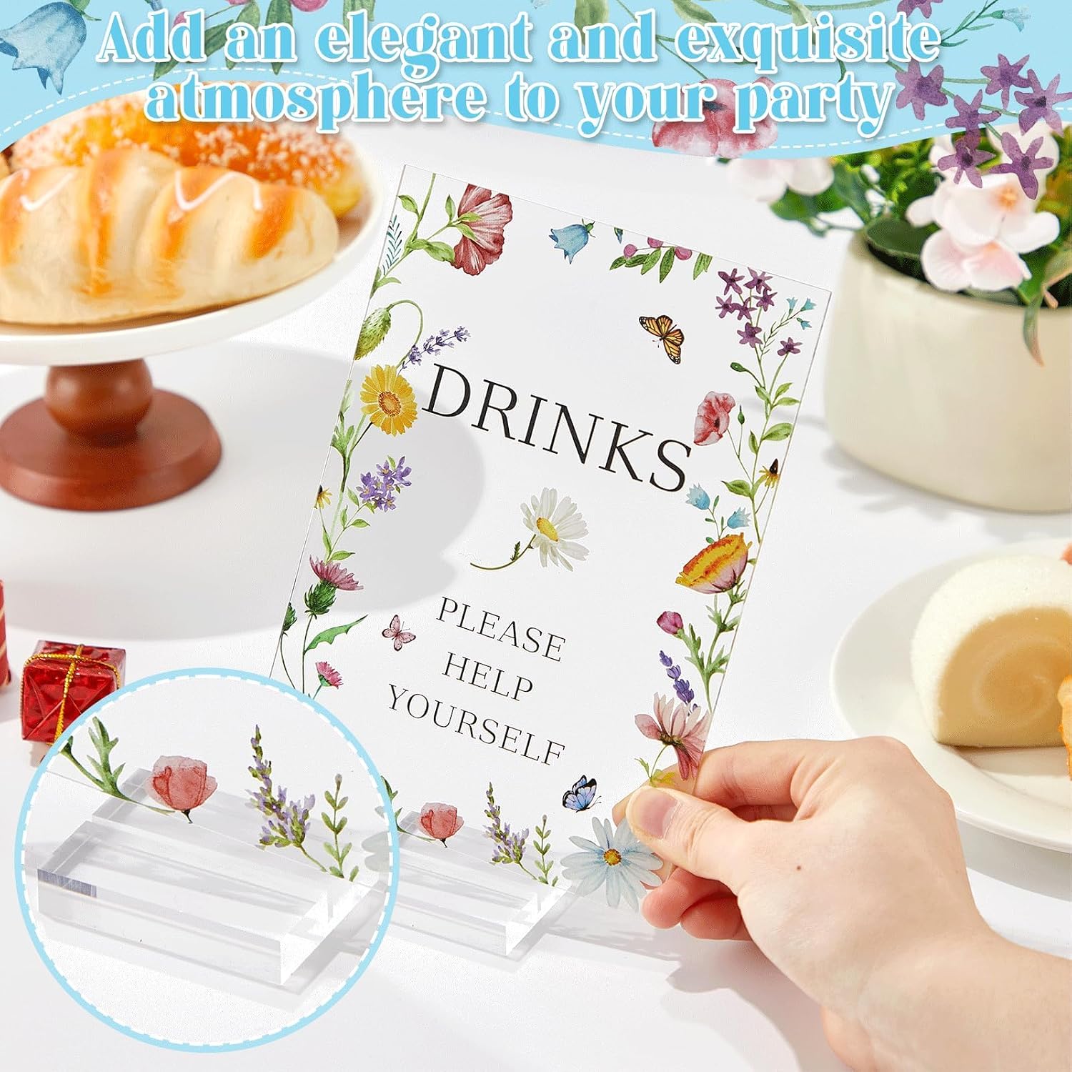 gisgfim 6 Pcs Baby in Bloom Baby Shower Table Decorations Wildflowers Acrylic Sign Floral Thank You Sign Centerpieces with Stand Wedding Birthday Party Decor Favors for Guests Gift 5 x 7in image 3