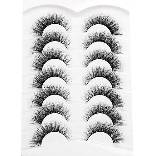 Miniatura 334 de Pooplunch Pestañas postizas de pelo de visón sintético, estilo de ojo de gato, paquete de pestañas postizas naturales esponjosas, paquete múltiple