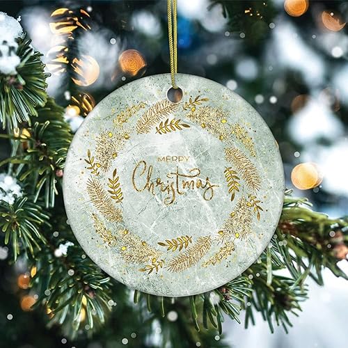 Miniatura 2 de Cheyan Merry Christmas Marble Christmas Ornament Christmas Tree Ornament for Christmas Home Decor Natural Marble Porcelain Ornament Xmas Hanging