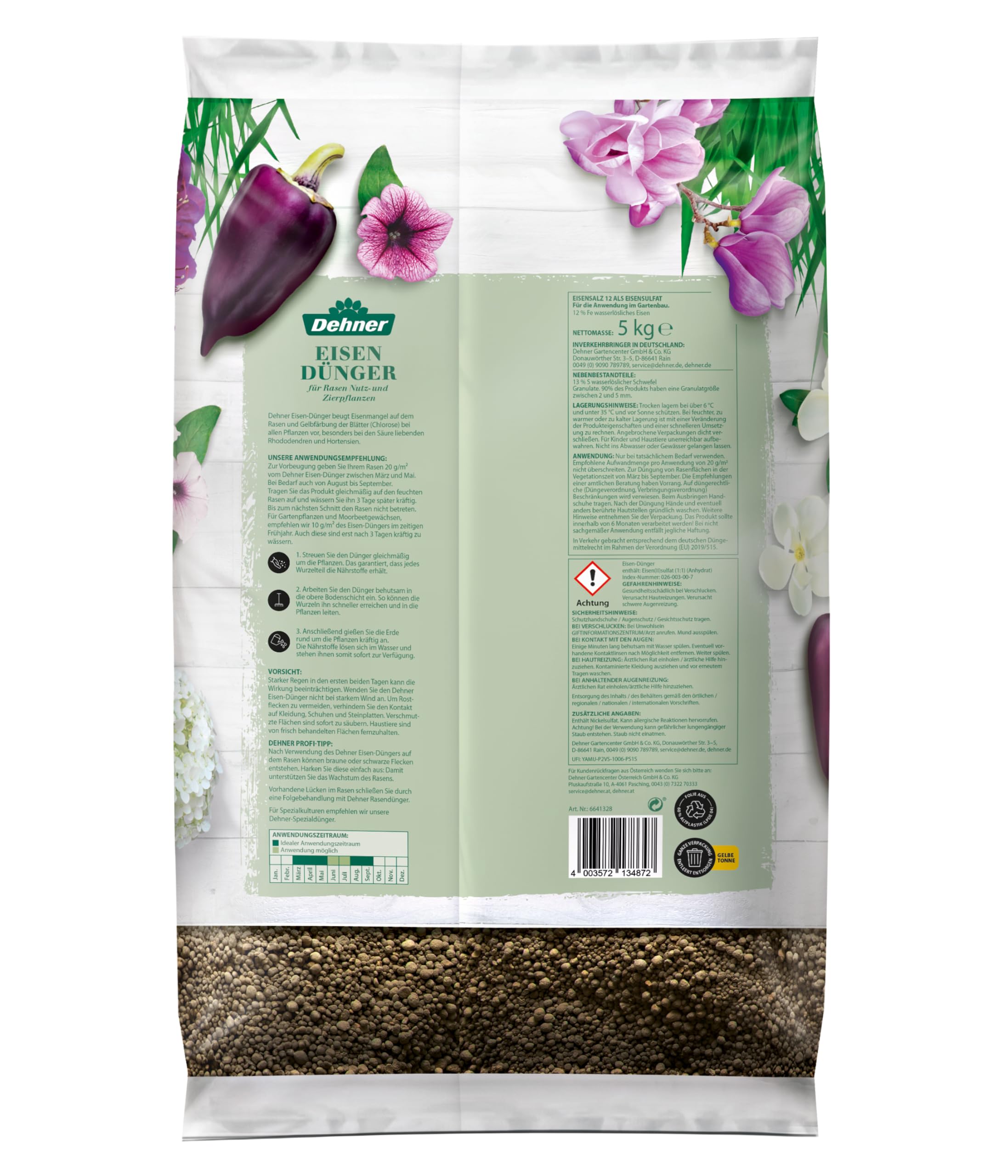 Dehner Eisendnger, hochwertiger Dnger fr Rasen / Zierpflanzen, beugt  Eisenmangel vor, schtzt vor Gelbfrbung, 5 kg, fr ca. 250 qm, bunt :  Amazon.de: Garten