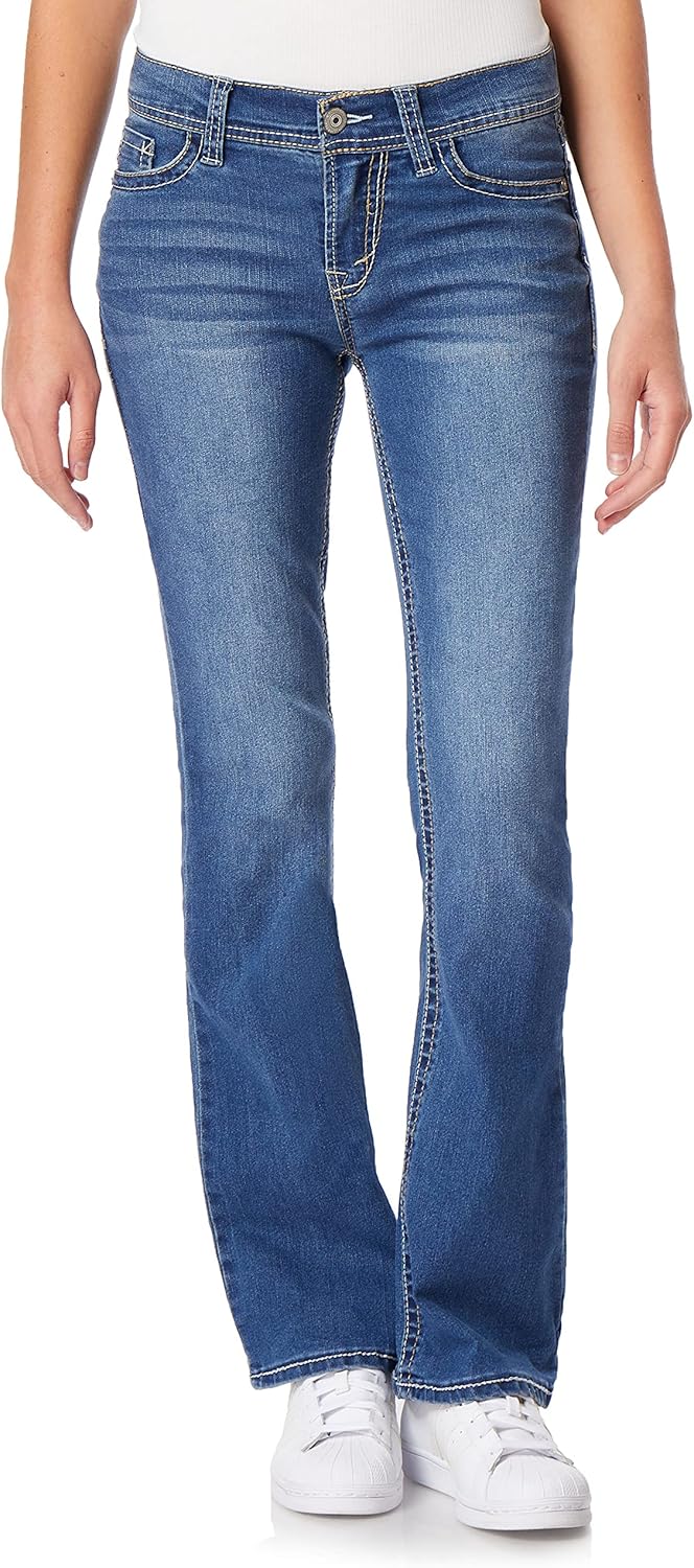 WallFlower Women’s Size Legendary Bootcut Mid-Rise Insta Stretch Juniors Jeans (Standard and Plus)