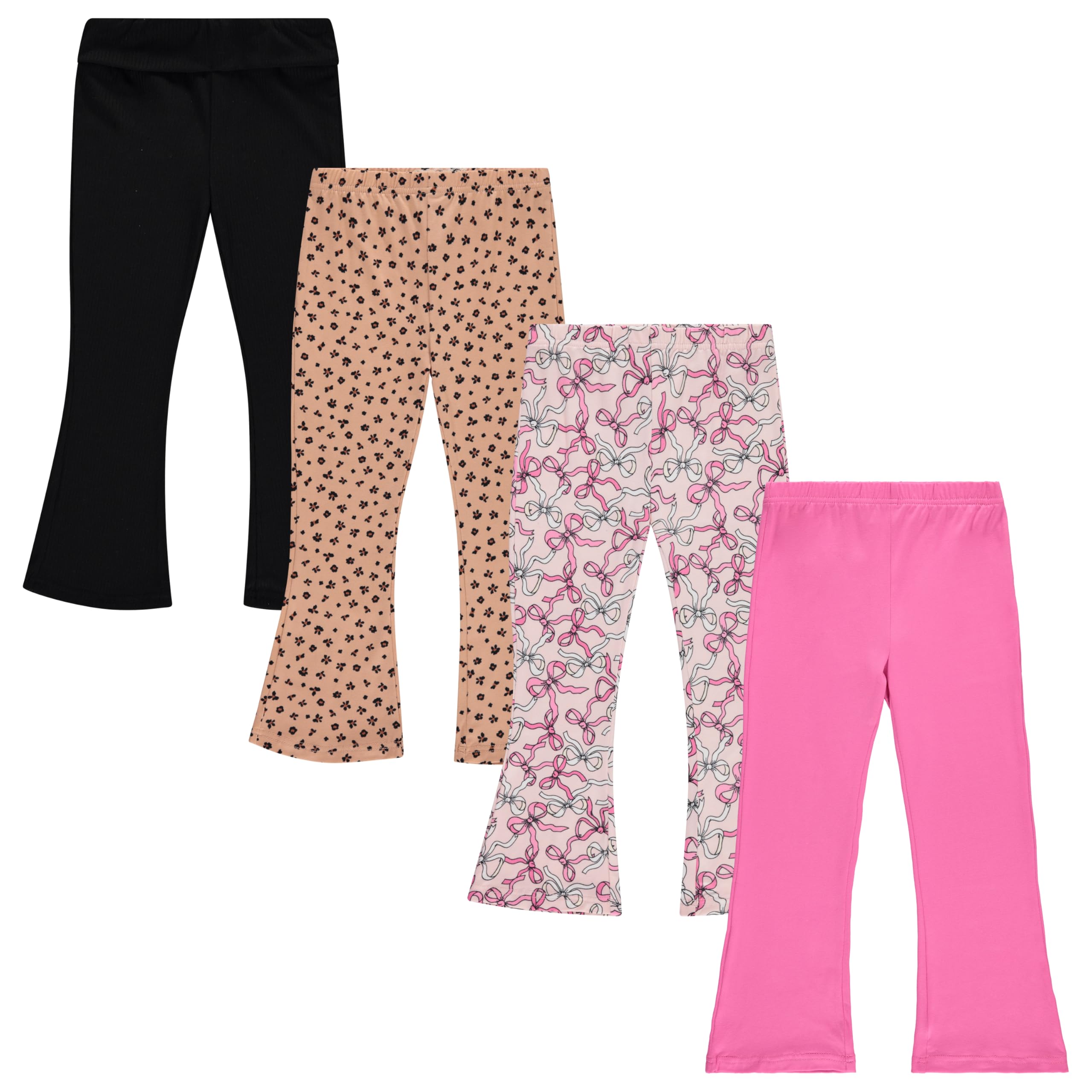 Girls Leggings and Flared Pants Set Comfortable, Stylish, and Versatile Pack of 4