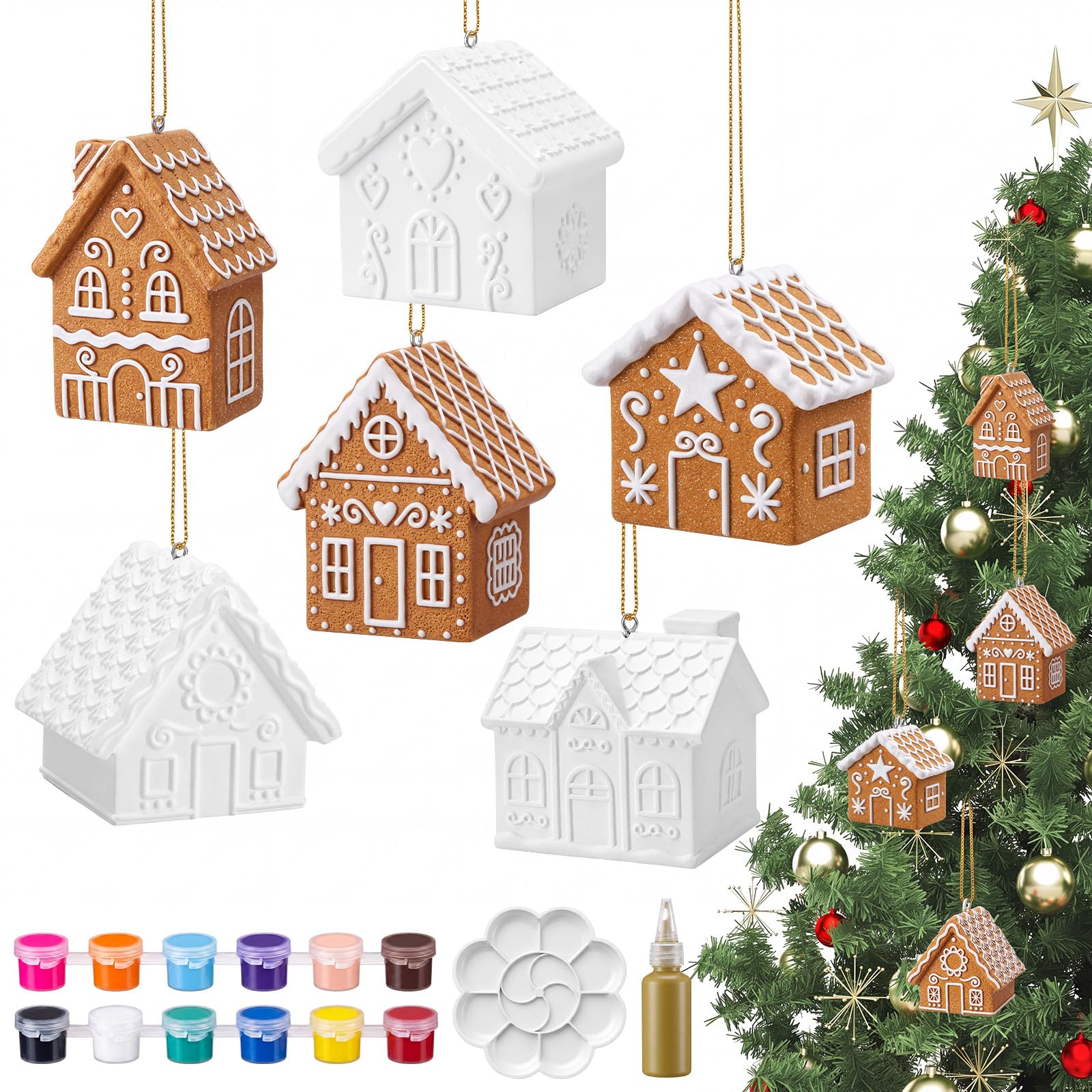 Civaner 6 set di casa di pan di zenzero in ceramica fai da te non