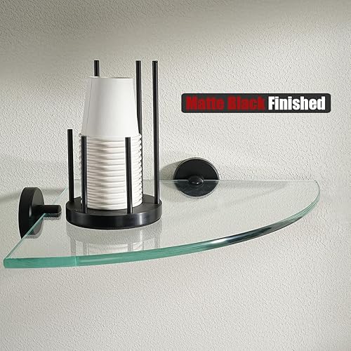 Miniatura 4 de JQK TGS190L10-PB-P2 - Estante de pared flotante de acero inoxidable 304 para baño, 10 x 10 pulgadas, 2 unidades, color negro