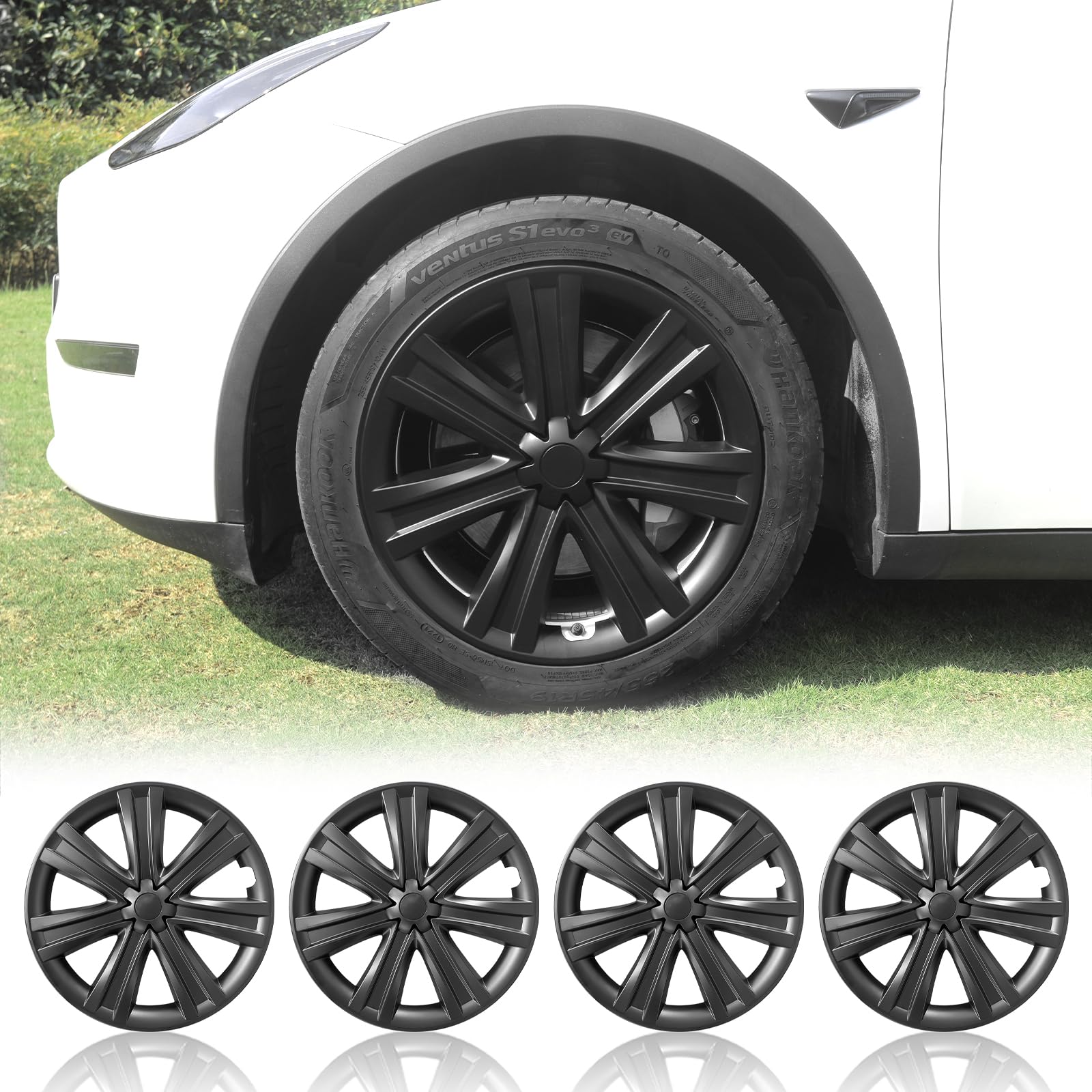 Wheel Cover for Tesla 4PCS Hubcaps for Tesla Wheel Cover Model S(2022-2024) /Model Y(2020-2024) 19inch Rim Full Cover Hubcaps Accessories (Arachnid
