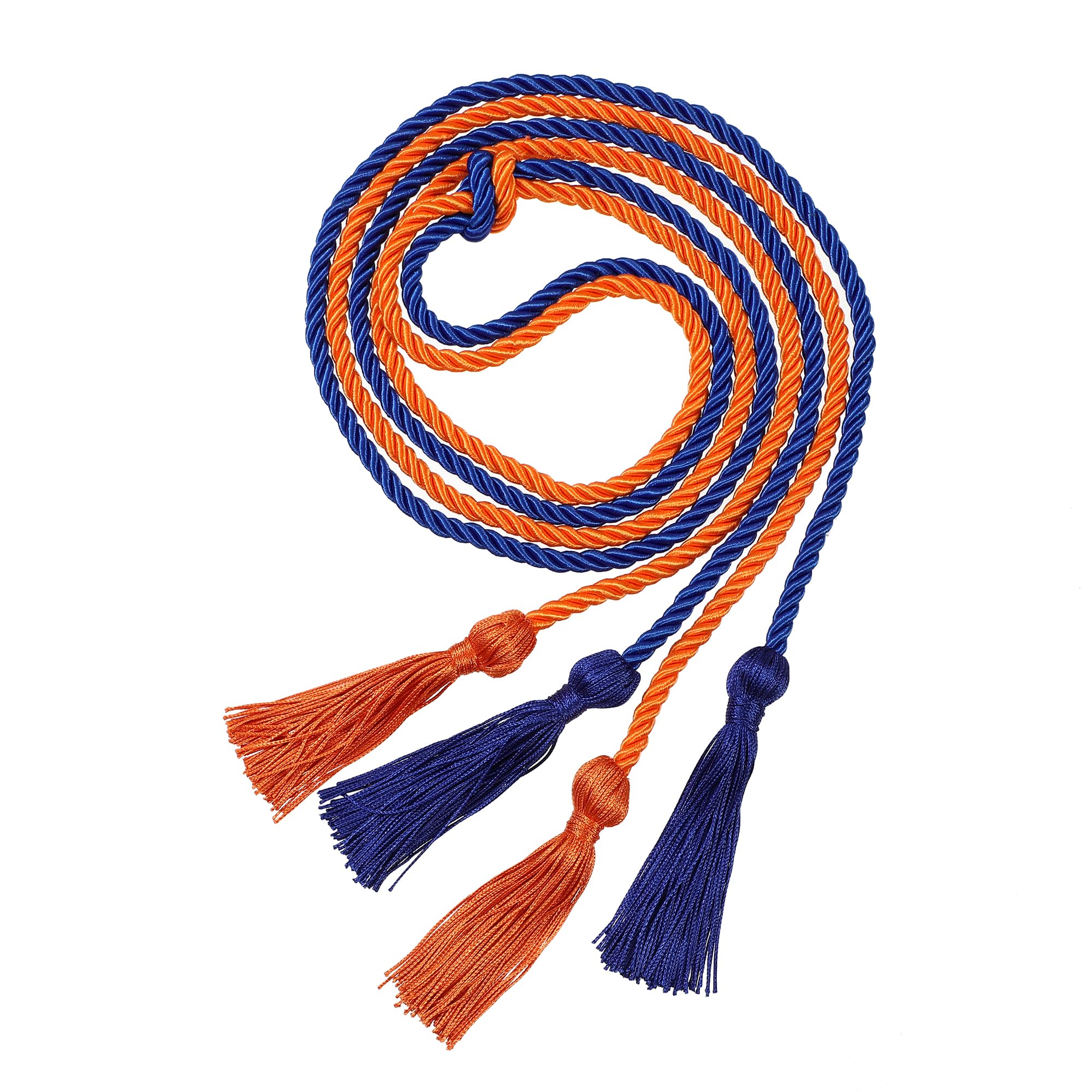 Graduation Double Honor Cords with Tassel, 68" (Royal Blue+Orange)