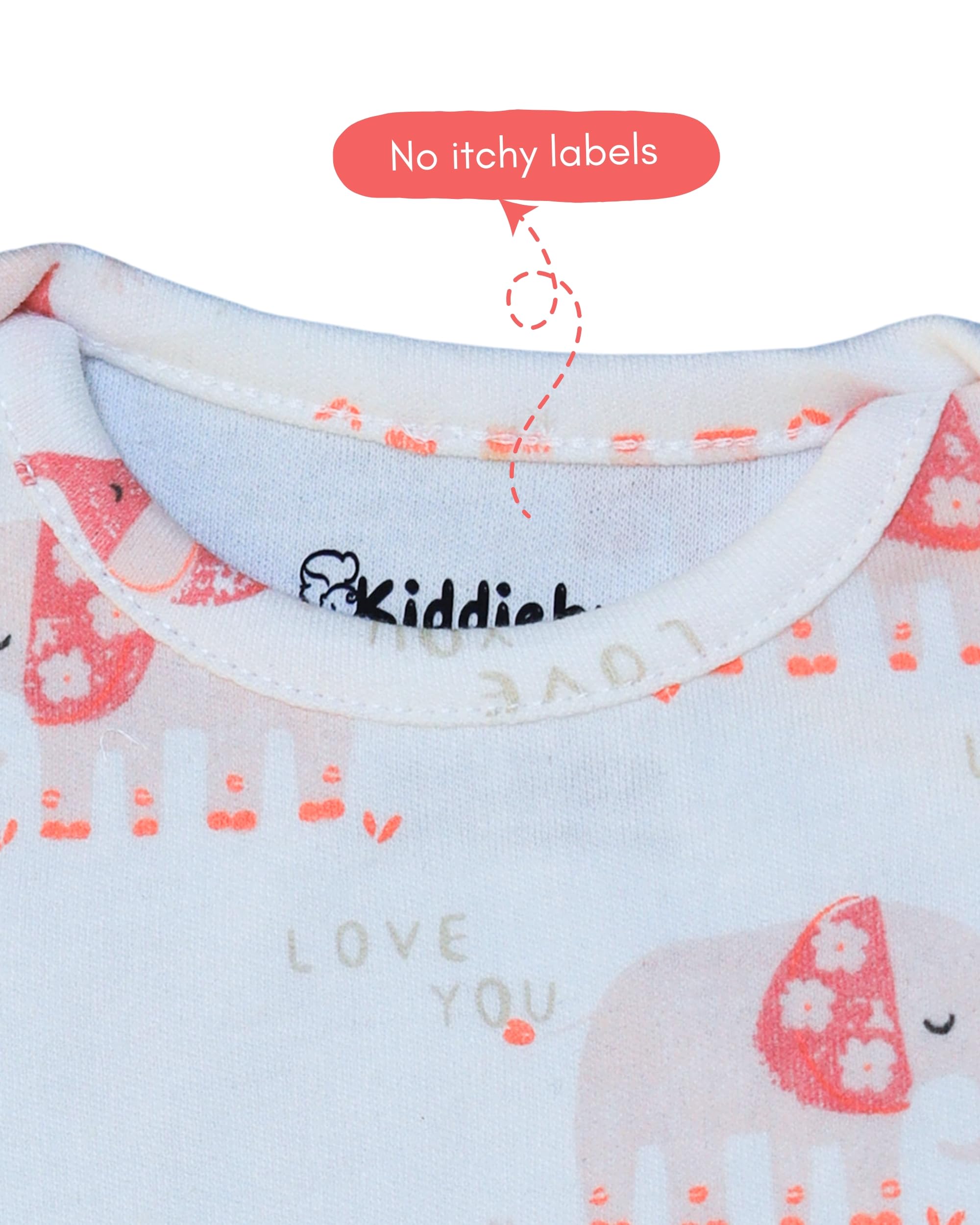 Kiddiebumz Unisex Baby Romper, Elephants Print, 100% Cotton Soft Fabric, Short-Sleeve Bodysuit, Comfortable Baby Outfit, Onesie for Baby Boys & Girls (0-12 Months) (1, Pink Elephants, 6-9 Months) 1