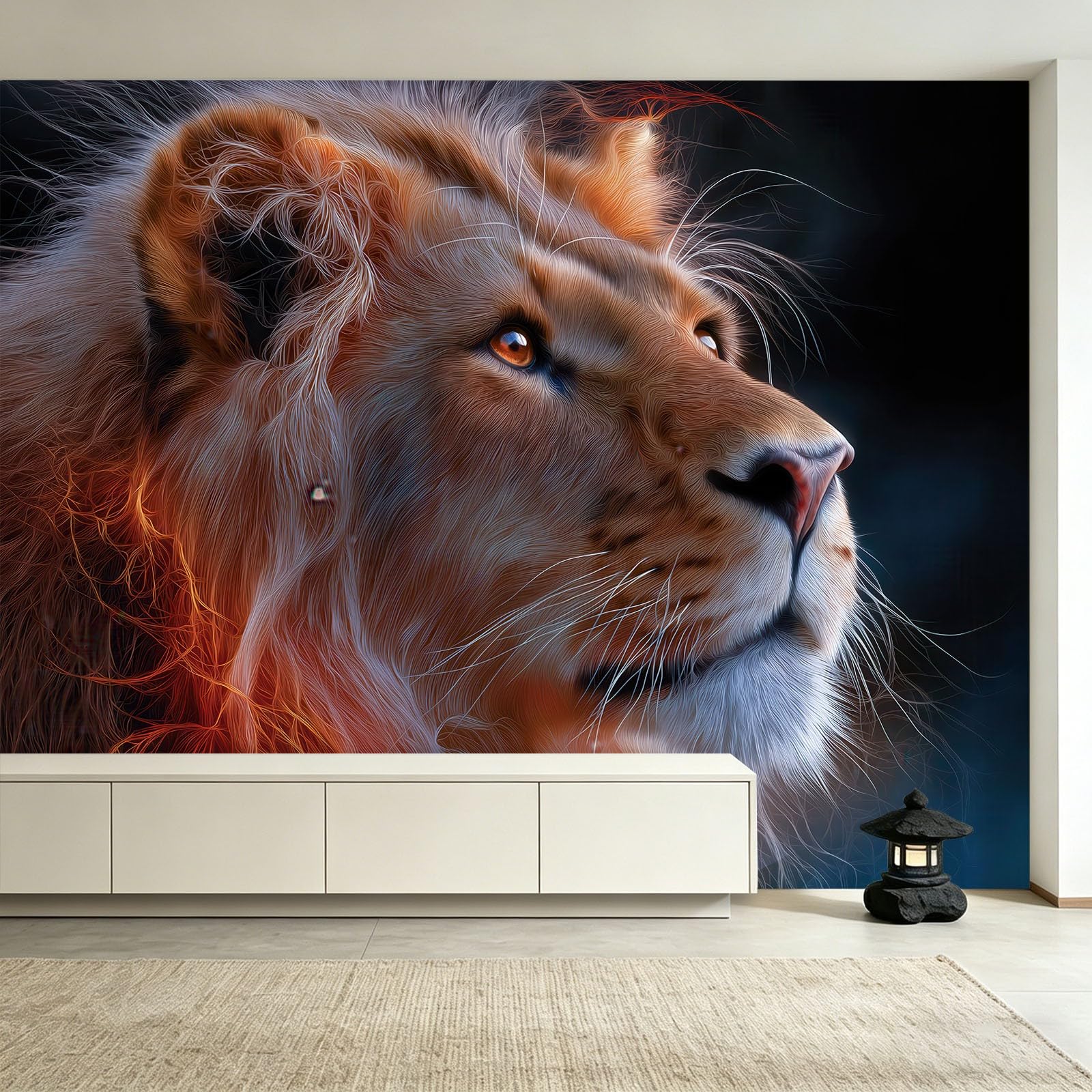 Générique Panoramiczna tapeta z motywem dzikich zwierząt, lew, tapeta z włókniny, do pokoju dziecięcego i salonu, 200 x 140 cm, tekstura futra, dekoracja ścienna XXL