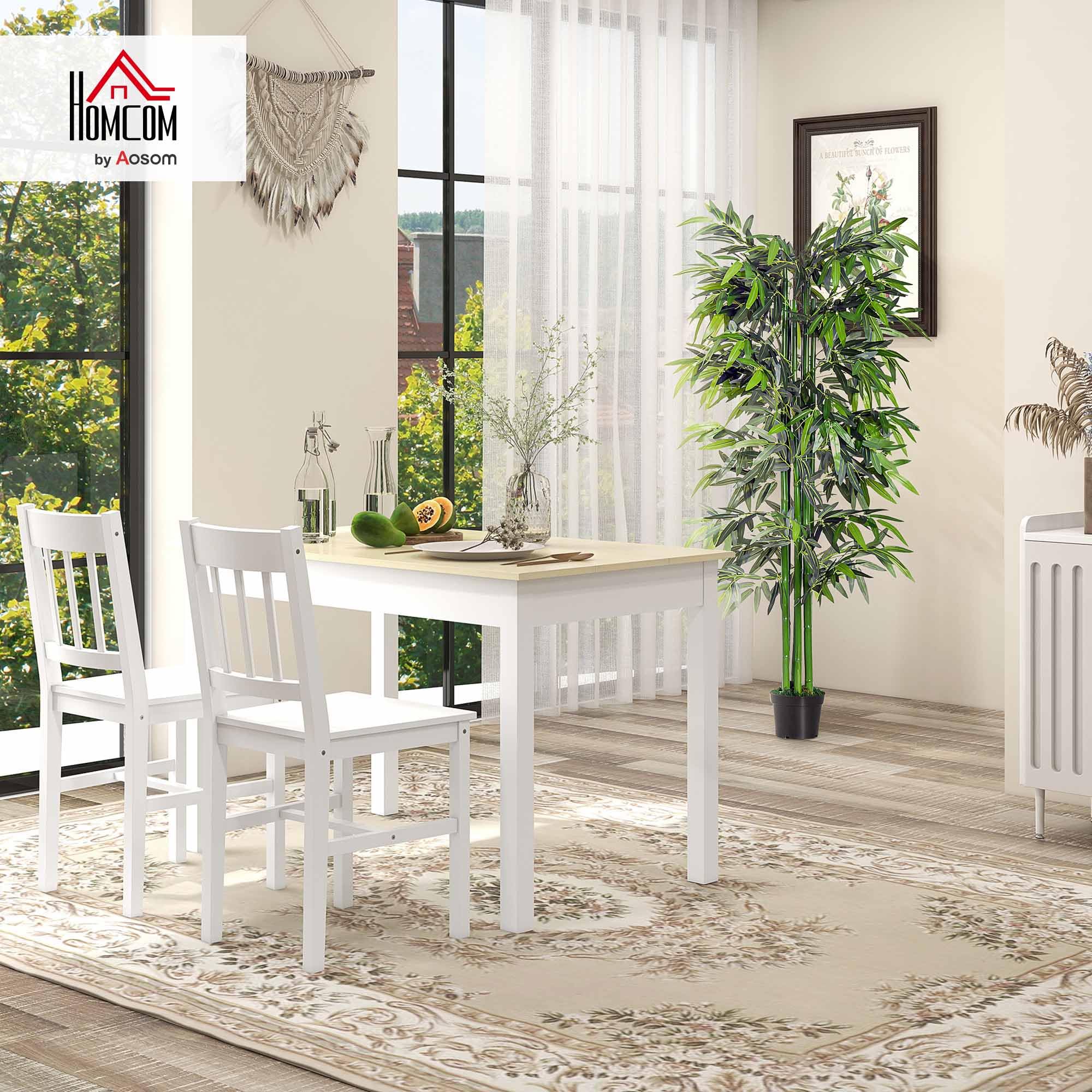 HOMCOM Mesa de Comedor Mesa Cocina 4-6 Personas 119x70x75 cm Roble Blanco | Rectangular, Estilo Moderno, Tablero de Melamina de Madera, Carga 50 kg