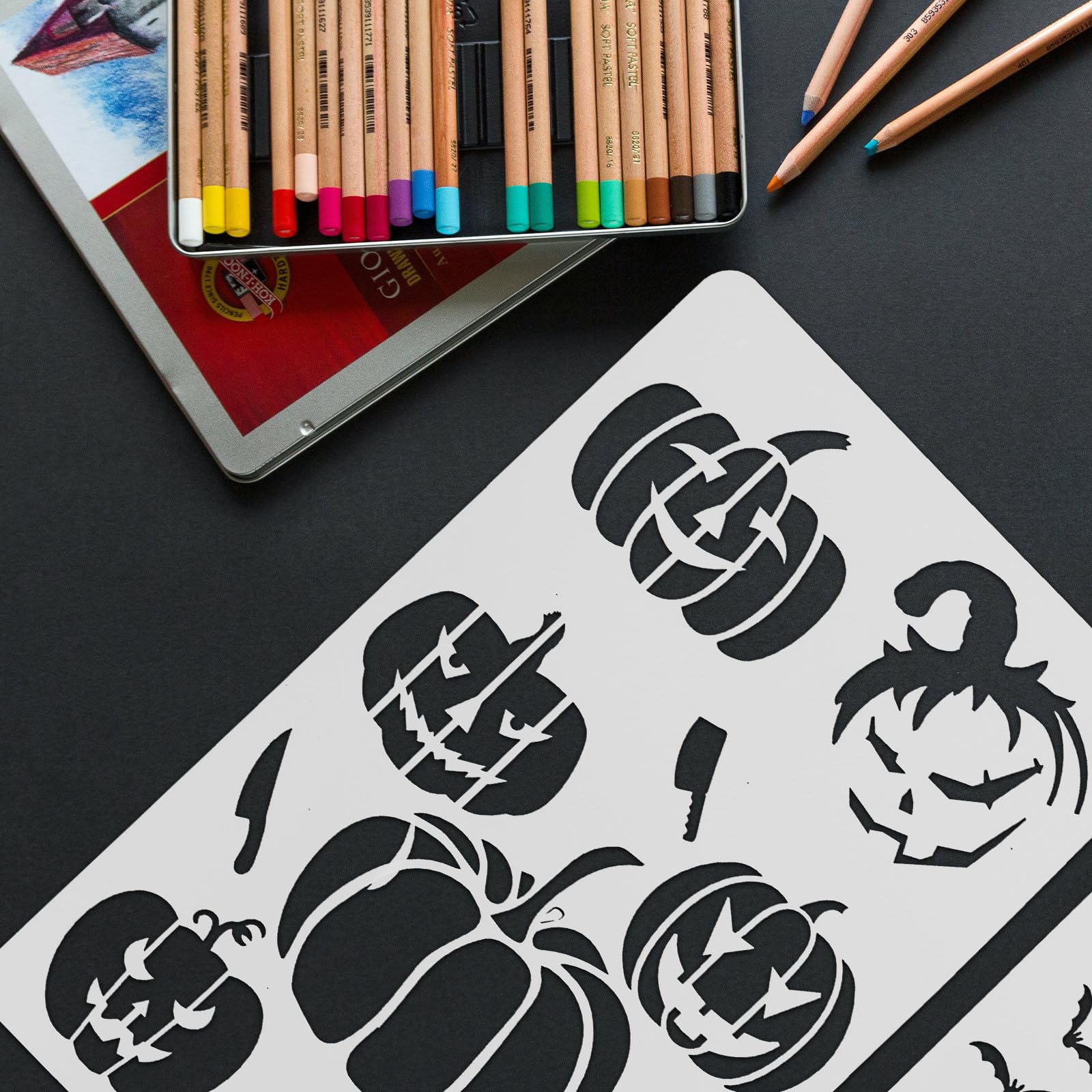 72 Stück Halloween Geschenkideen Malschablone aus Pet, Vorlagen
