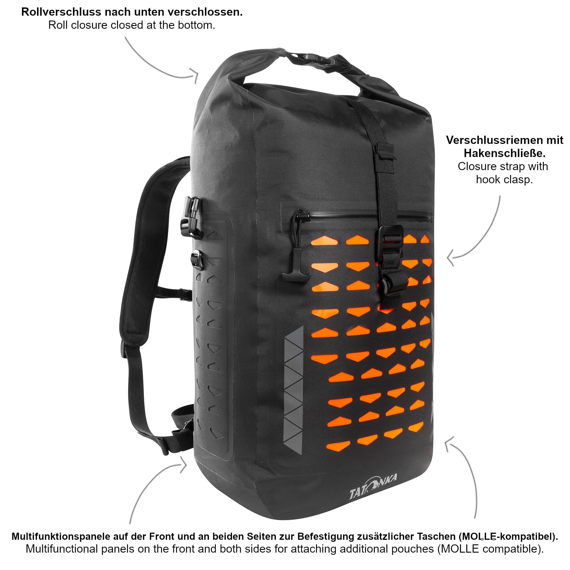Tatonka Commuter Rolltop 30 WP - Wasserdichter Rolltoprucksack für ein Notebook, MOLLE-System, 30 Liter