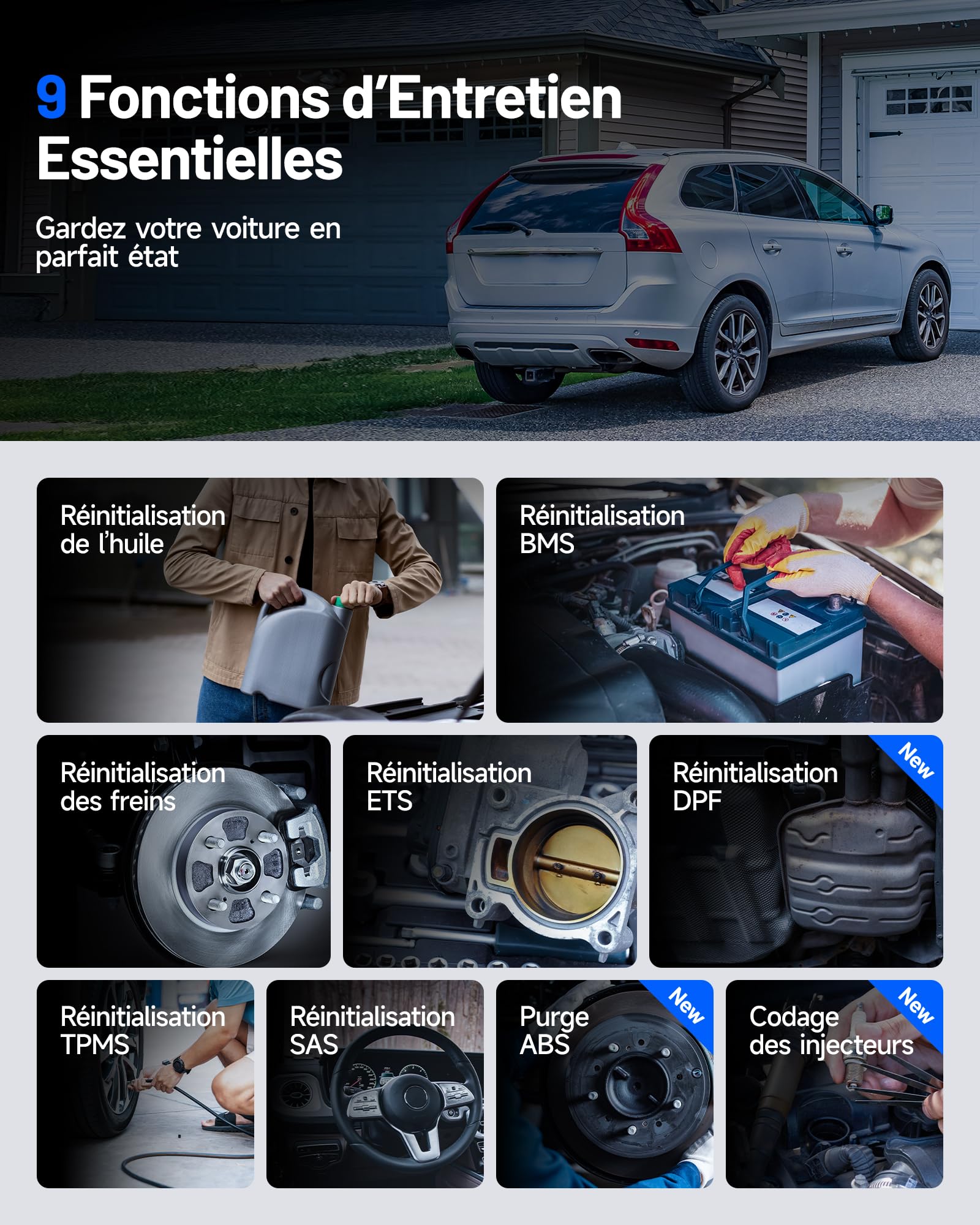 TOPDON ArtiDiag600S Valise Diagnostic Auto OBD2, Outil Diagnostic Voiture pour 4 Systèmes, 9 Fonctions de Réinitialisation sur Huile/Frein/SAS/BMS/ABS/DPF/TPMS/Accélérateur, Fonctions OBD2 Complètes