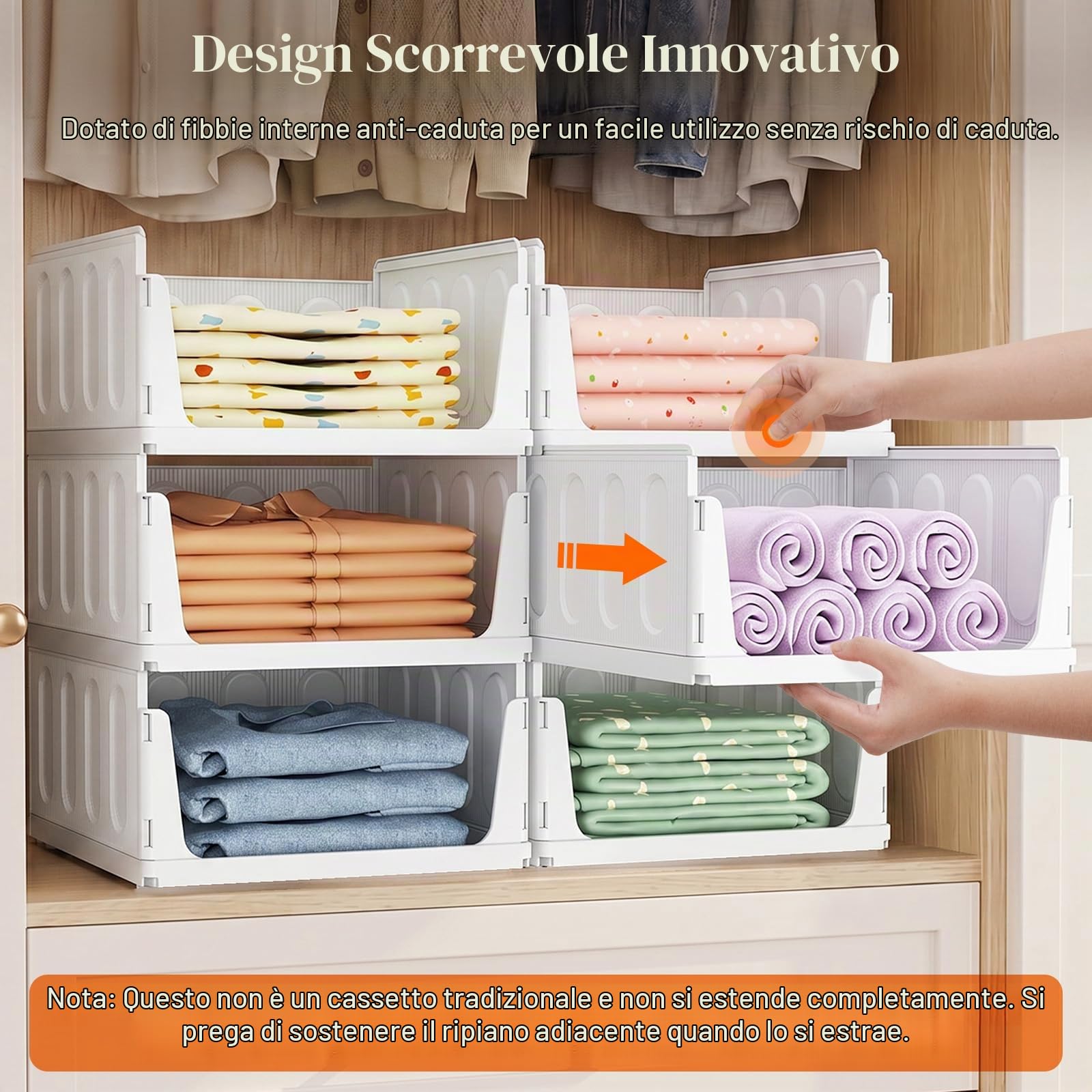 Lifewit Organizer Armadio Interno, Impilabili Contenitori per Vestiti, Contenitori con Cassetti Salvaspazio Estraibile, Scatole Portaoggetti per Cucina, Bagno e Camera da Letto, 20L, Bianco, 8 Pezzi | Sistema di organizzazione estensibile in plastica per