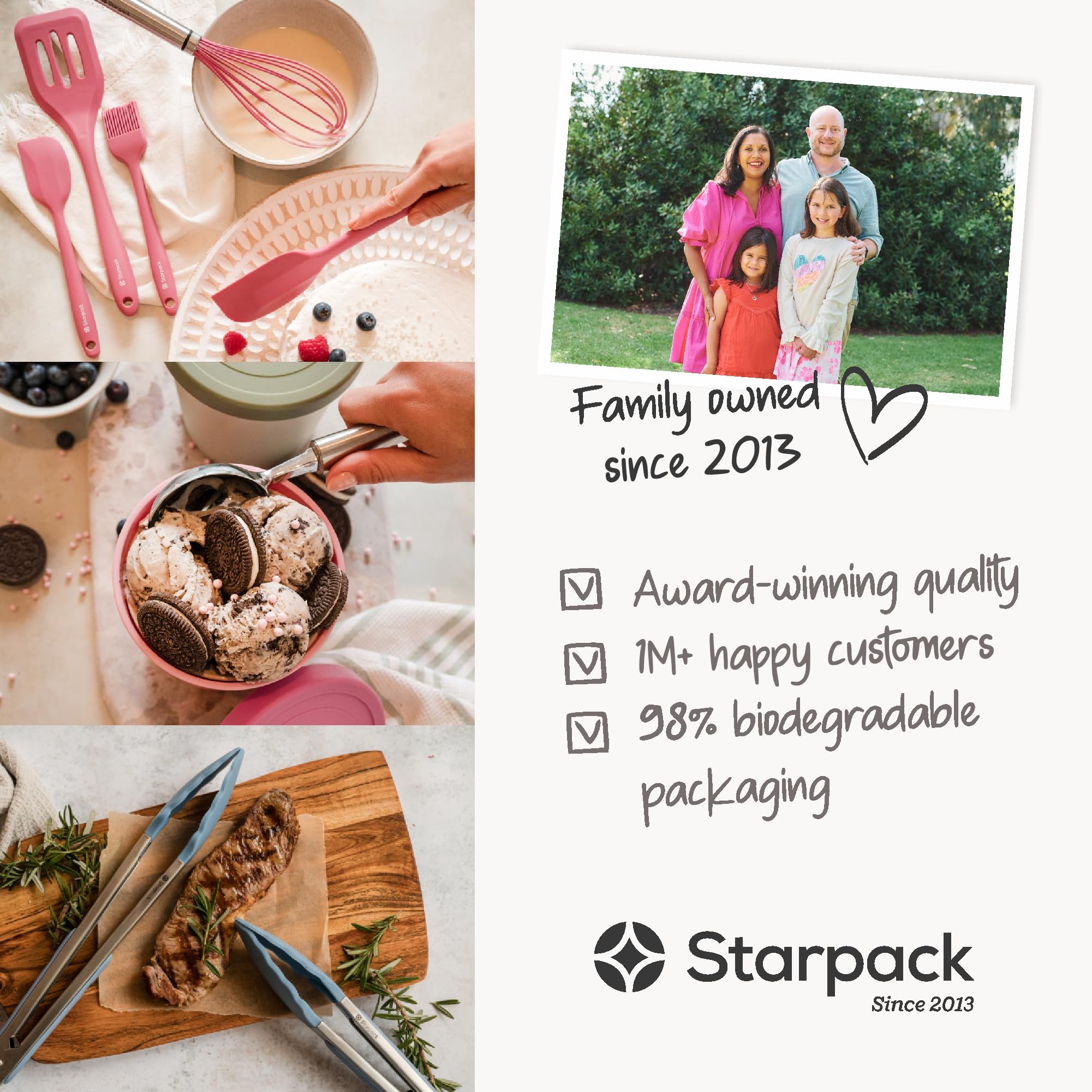 Starpack 'The All Rounder' Spatule en silicone de qualité supérieure – Spatule en silicone résistante à la chaleur jusqu'à 315,6 °C – Meilleures cuillères en silicone – Spatule en caoutchouc – Spatule