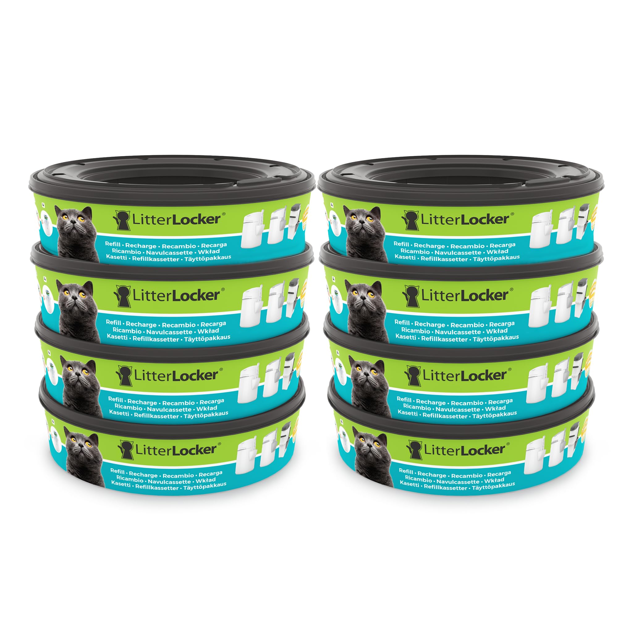 Angelcare LitterLocker 2 Original Nachfüllkassetten, 8er-Pack, erspart den täglichen Gang zur Mülltonne, sauber und geruchlos
