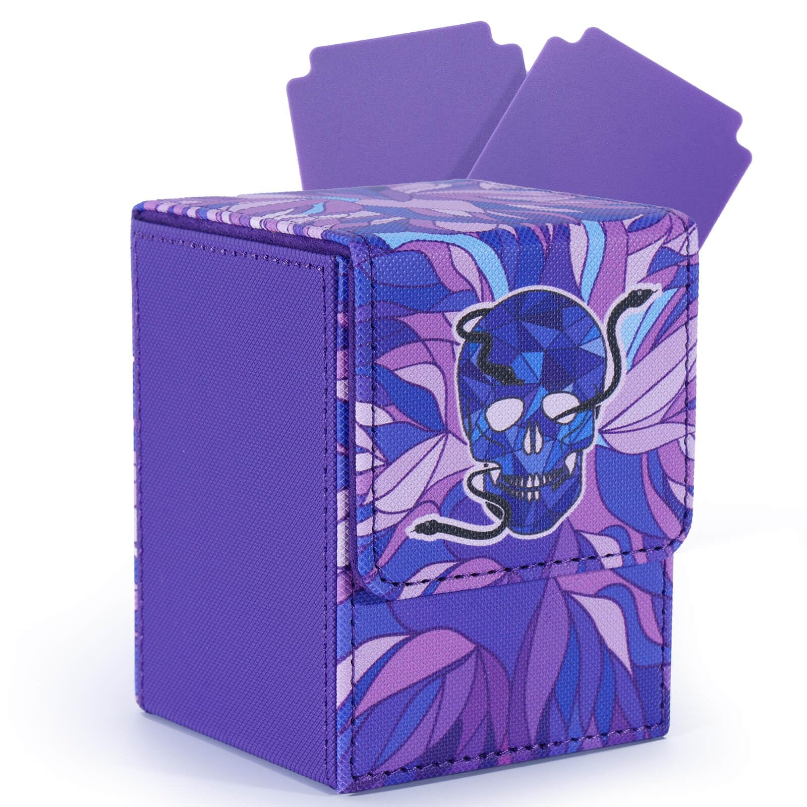 tombert 150+ Premium Deck Box Case for MTG, Large Capacity with 2 Dividers, Fits 100+ Sleeved Cards TCG Trading Card Games(Vertical-Purple)