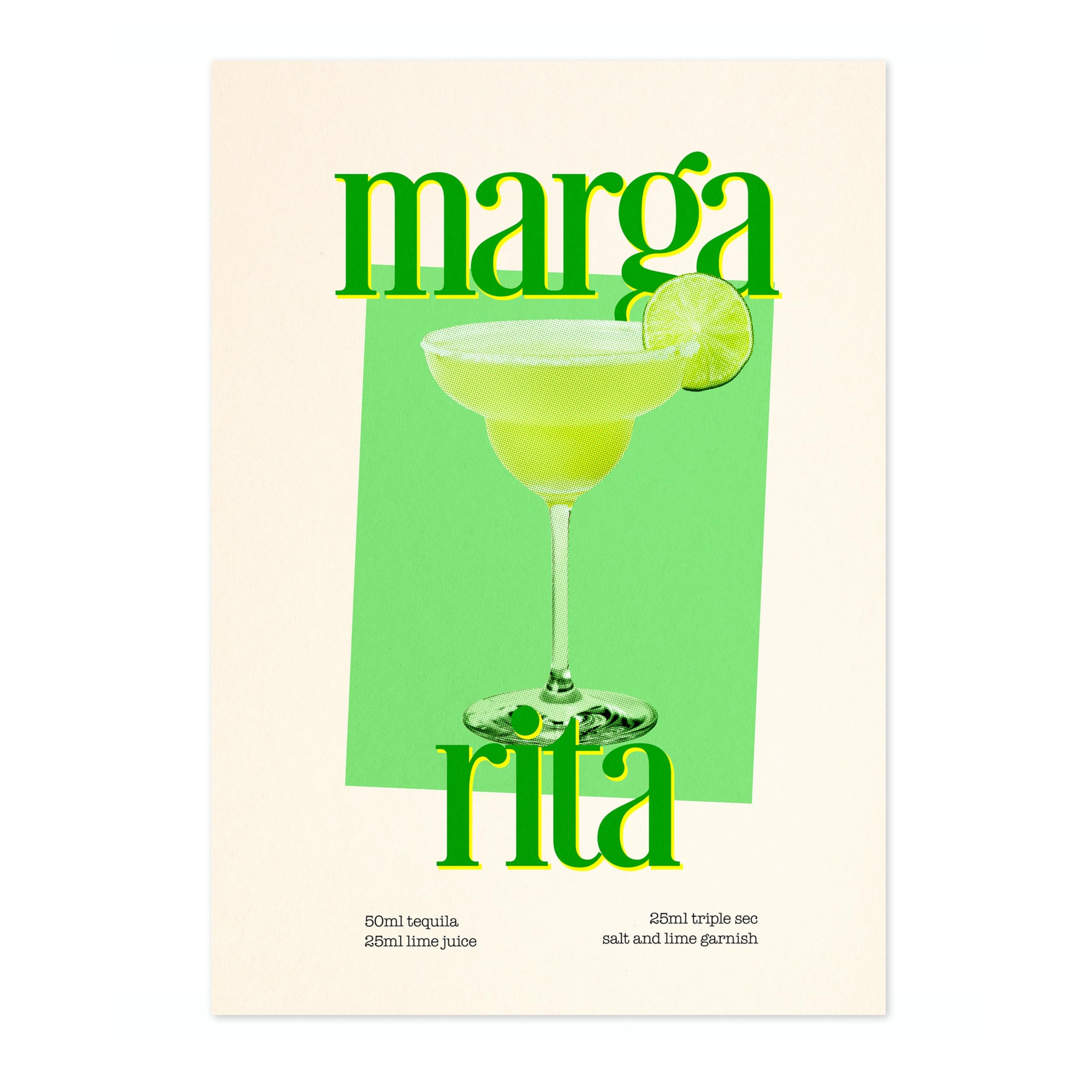 Margarita Print, Cocktail Poster, Framed Drink Wall Art, Modern Kitchen Decor, Drinks Poster, Gift Idea, Archival Matte, A5 (Print Only) - 21x14.8cm