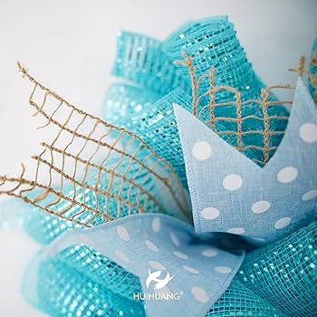 Amazon.com: HUIHUANG Blue Polka Dot Wired Ribbon, 2.5 inch X