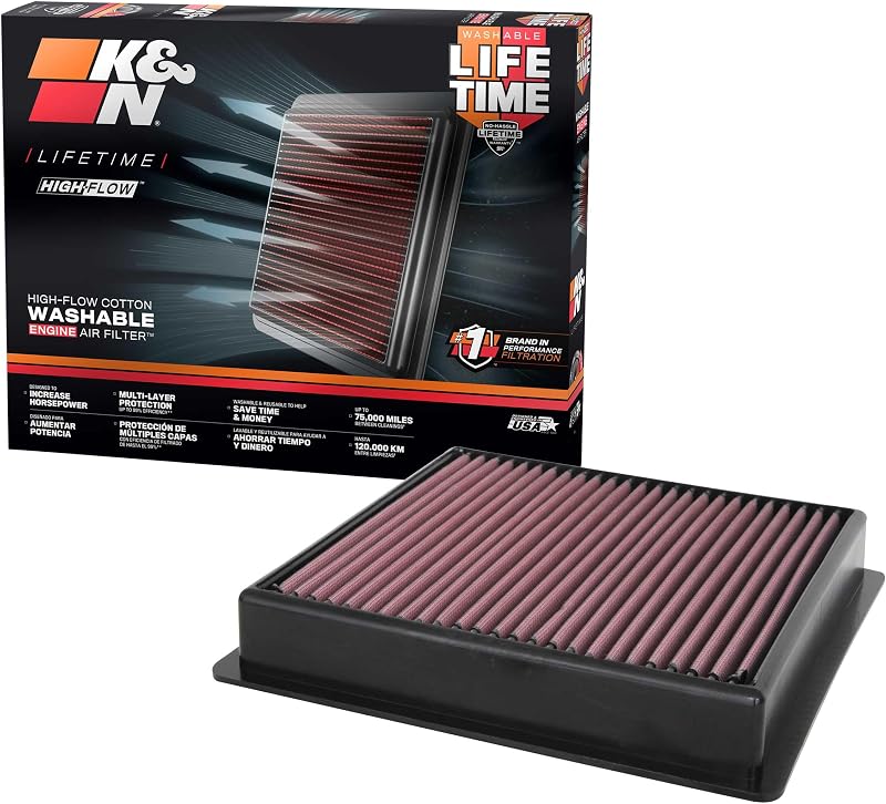 K&N Performance Diesel High-Flow Lifetime Engine Air Filter: Increase Power: Premium, Washable: Compatible with 2020-2026 FORD: F250, F350, F450, F550, F600, 33-5100