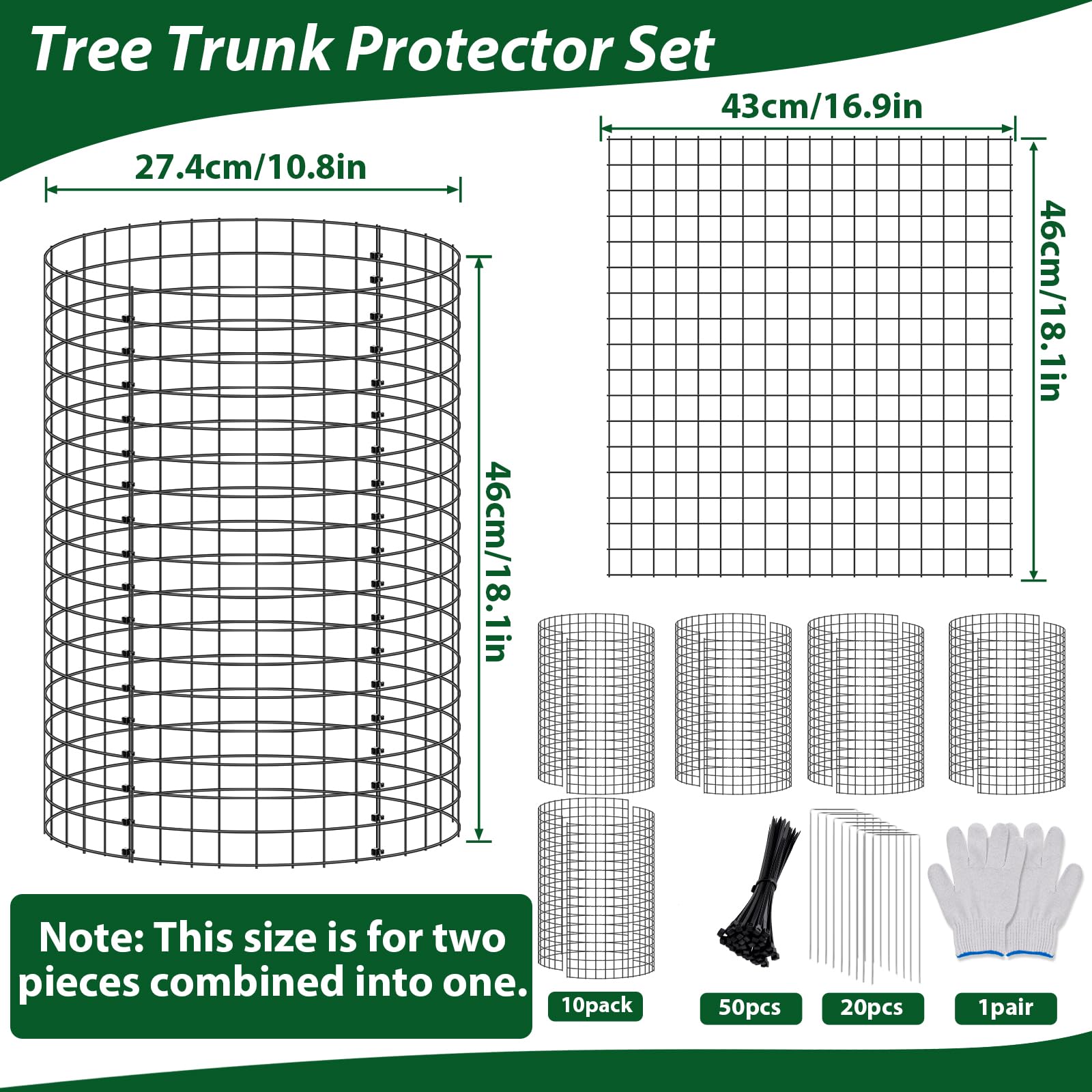 Tree Trunk Protectors - 10 Pack Metal Mesh Guards With Stakes & Zip ...