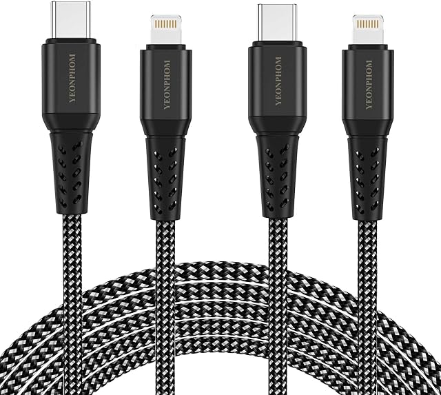 YEONPHOM USB C to Lightning Cable 3M 2Pack MFi Certificate iPhone Charger Compatible for iPhone 14 13 12 Pro Max/Mini/11 Pro Max/XS MAX/X, Extra Long Lightning to USB C Cable Type C Fast Charging Cord