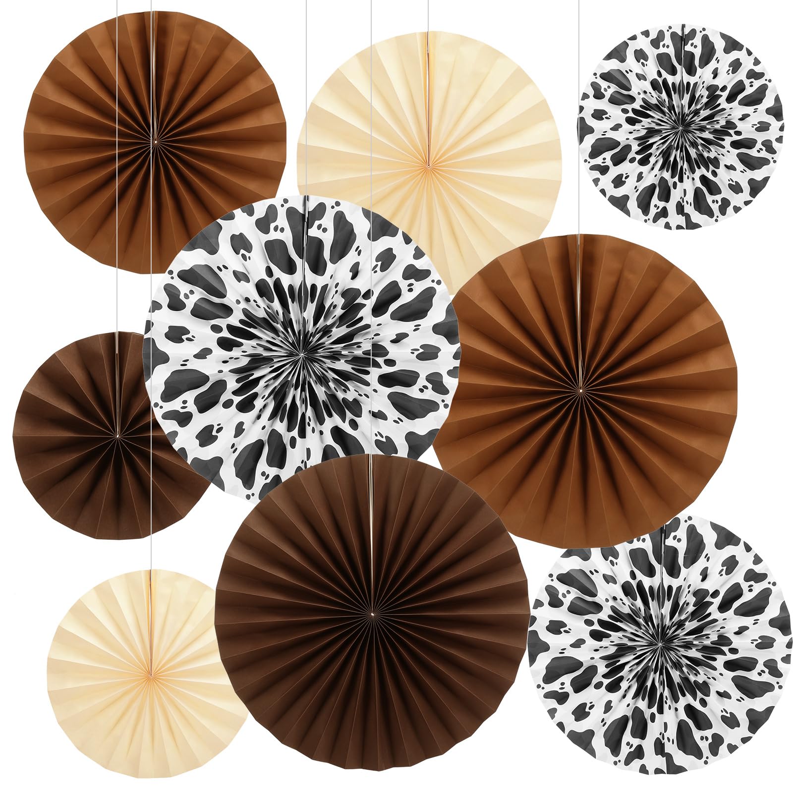 Outus Party Decor Paper Fans Hanging Wall Decor,9 Pcs,Cowboy
