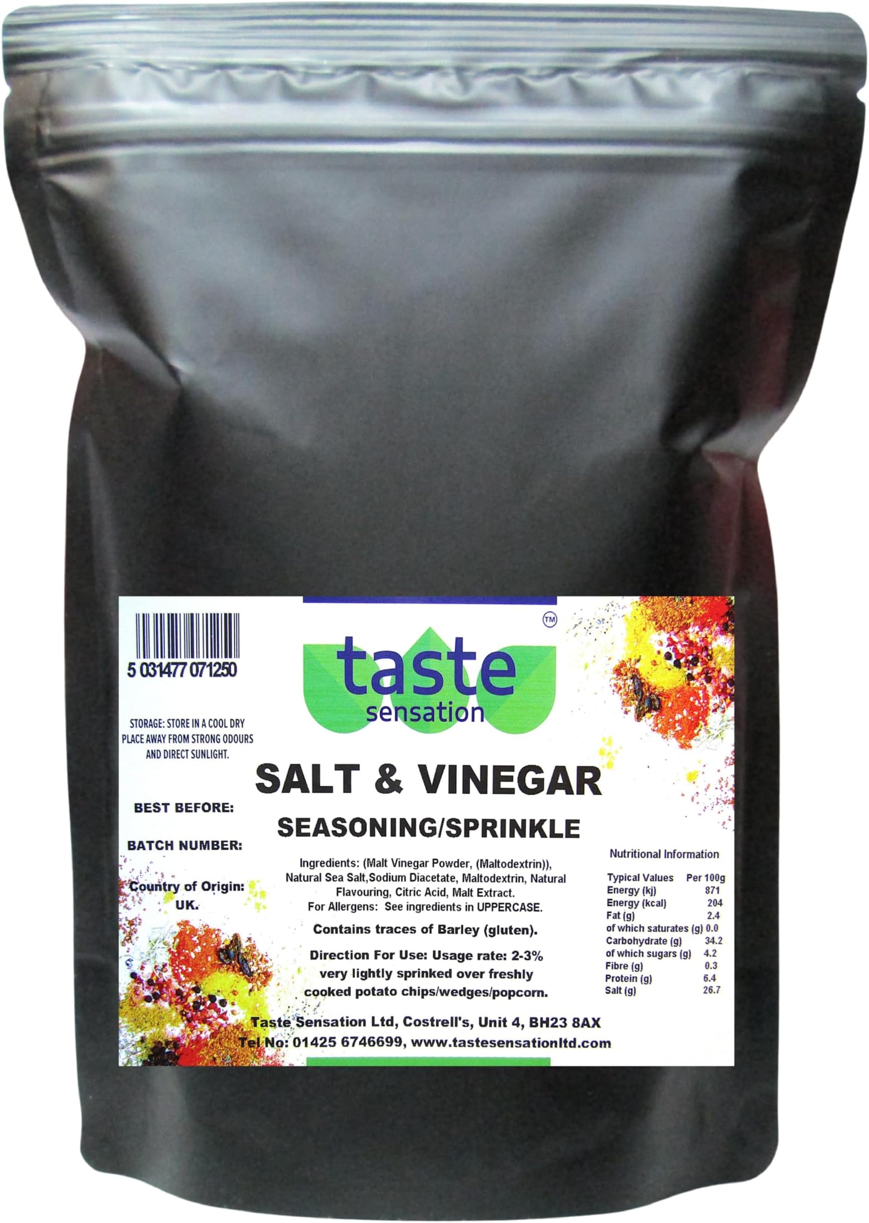 Salt and Vinegar Seasoning/Sprinkle - 500g Resealable Pouch