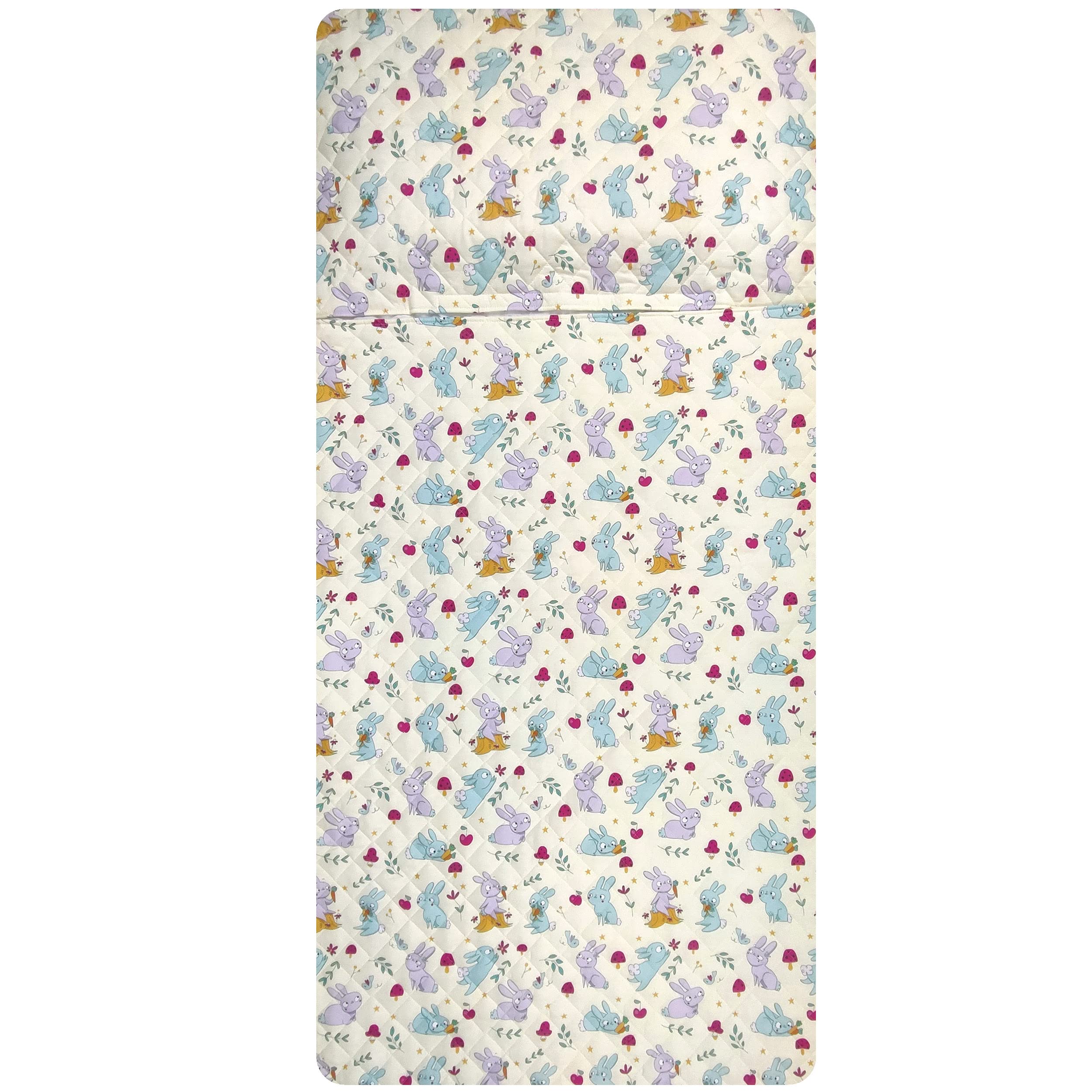 Panini Tessuti Ensemble de puériculture, Sac de Couchage et Pochette pour bébés de 2 à 6 Ans - Tissu matelassé 100% Coton - Made in Italy (Lapins Ensemble de puériculture)